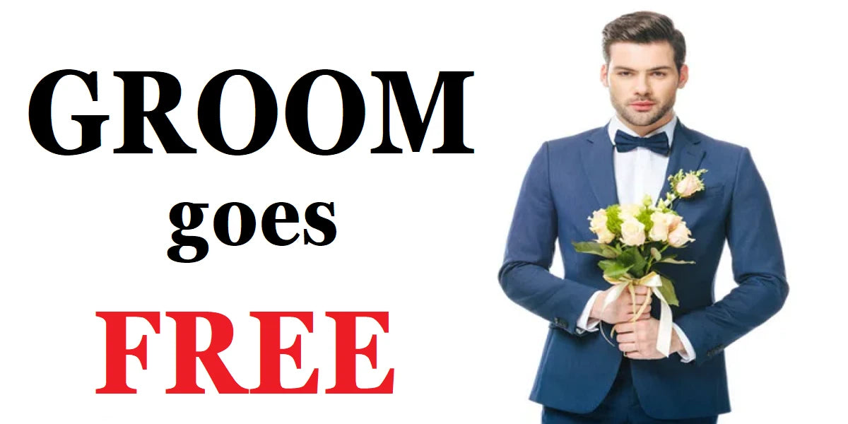 Groom goes FREE wedding suits offer at Hugh McElvanna Menswear Keady