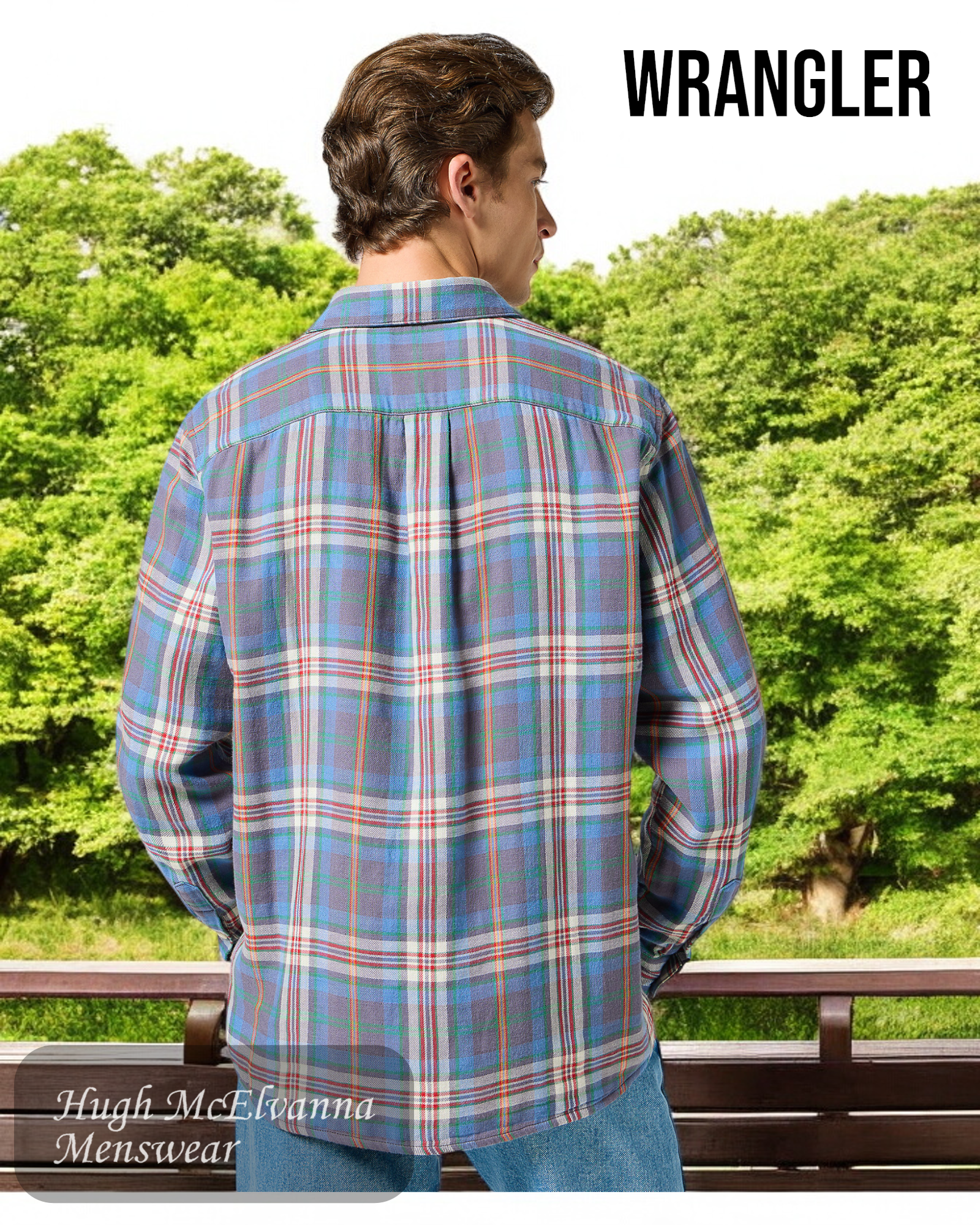 Wrangler Purple Check Shirt - 112357233 back detail