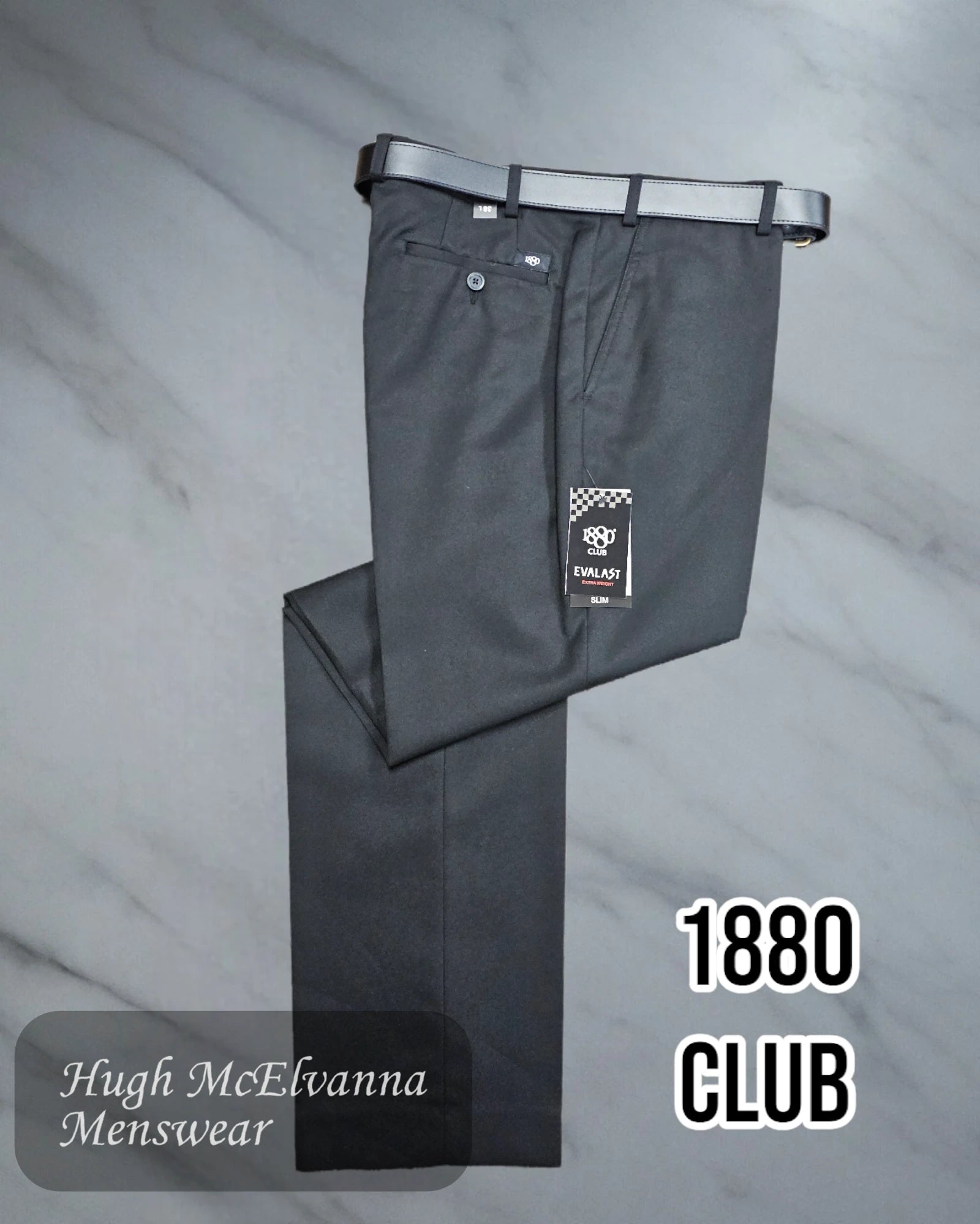 Mens 1880 Club Black Trouser - 72300/00 - Hugh McElvanna Menswear 