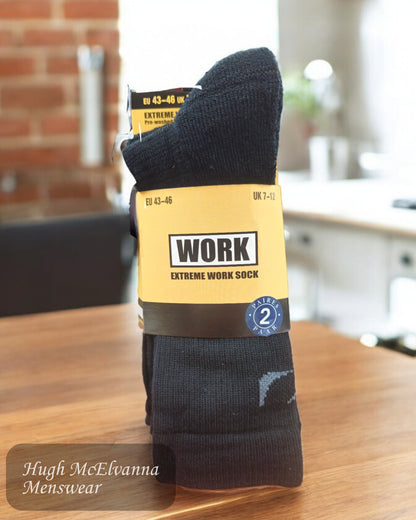 Black Wool-Blend 2 Pack Work Socks