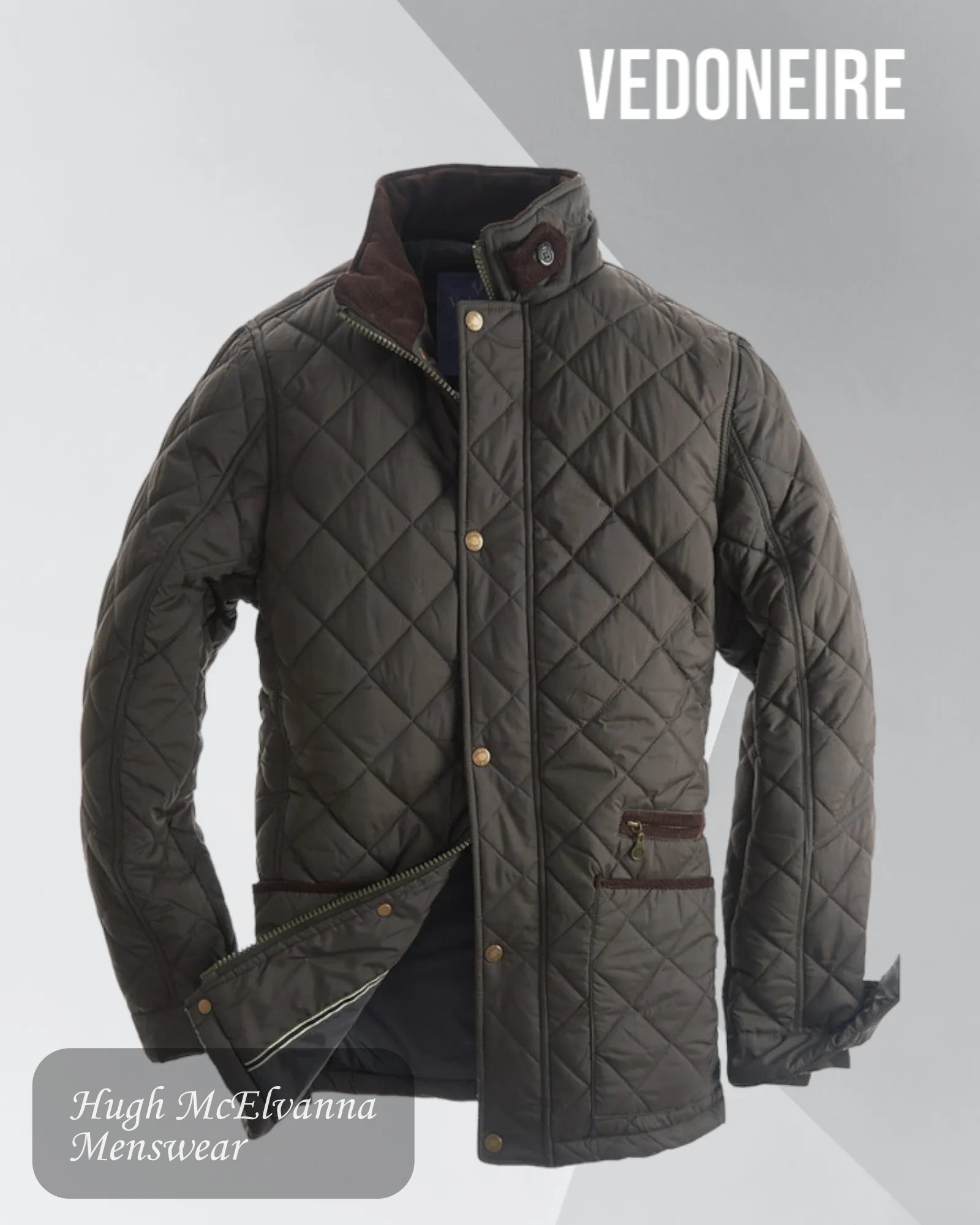 Mens OLIVE Quilted Jacket - Hugh McElvanna Menswear 