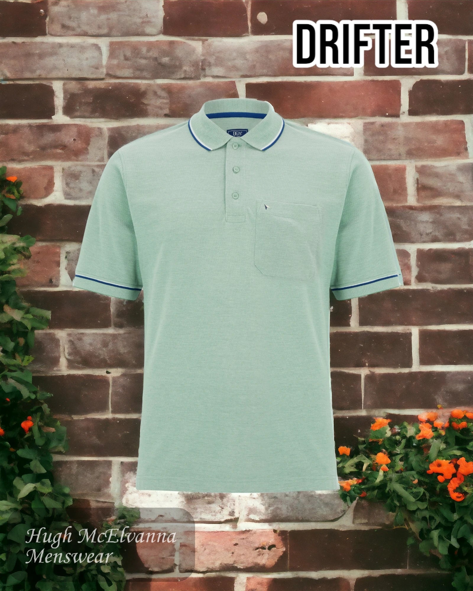 Drifter GREEN Polo Shirt 55104/33 - Hugh McElvanna Menswear 