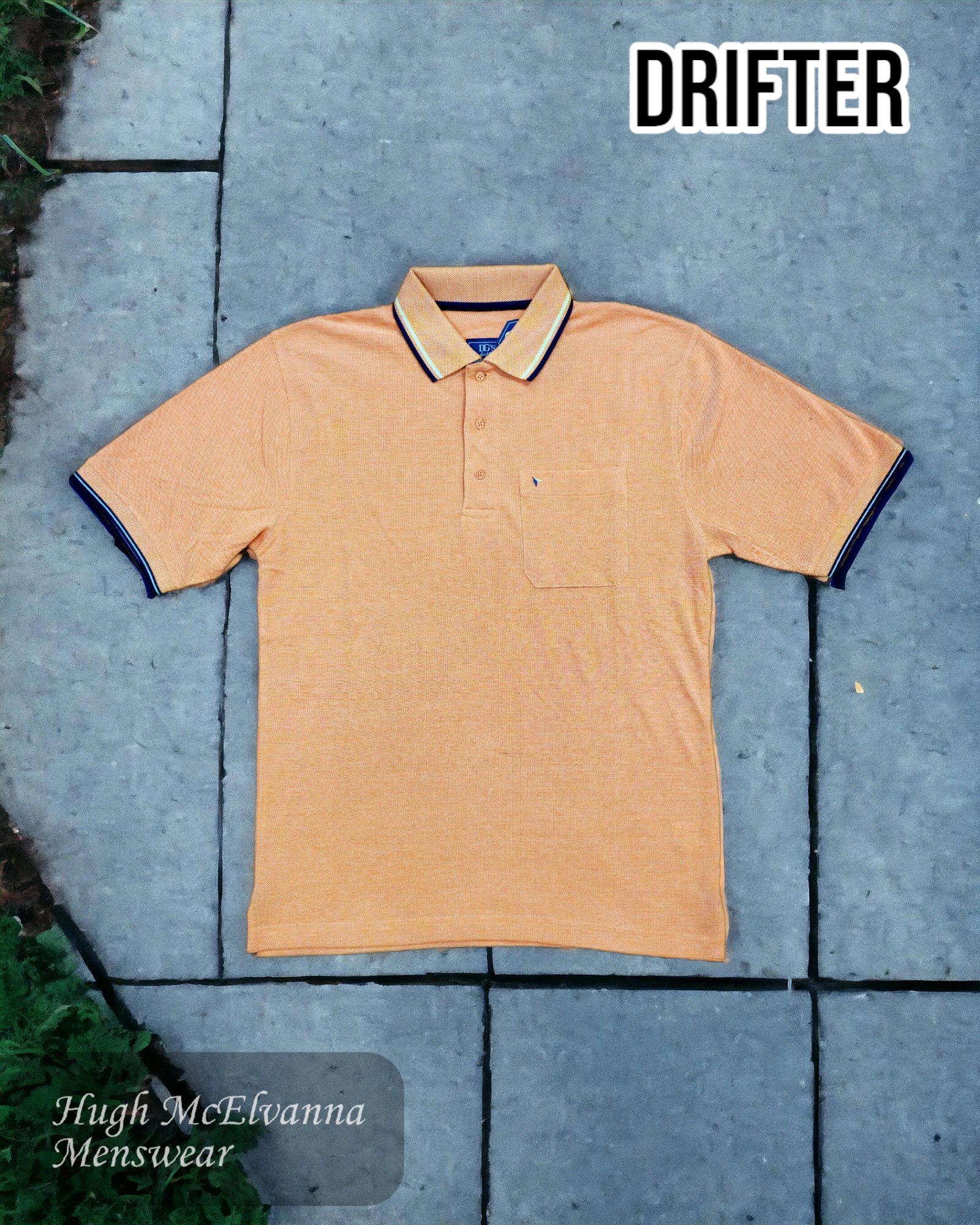 Drifter ORANGE Polo Shirt 55104/54 - Hugh McElvanna Menswear 