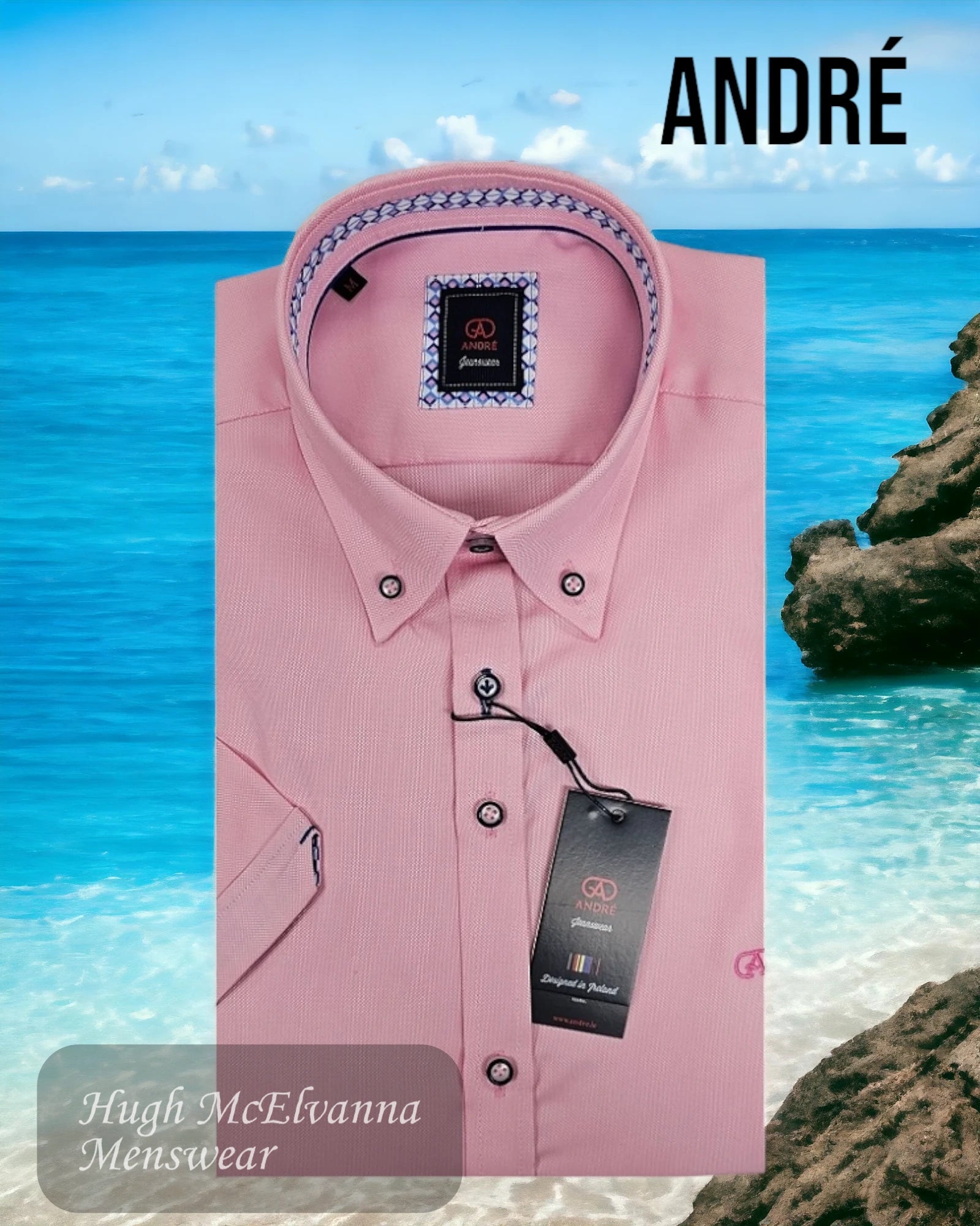 Andre LIFFEY Pink Short Sleeve Shirt - Hugh McElvanna Menswear 