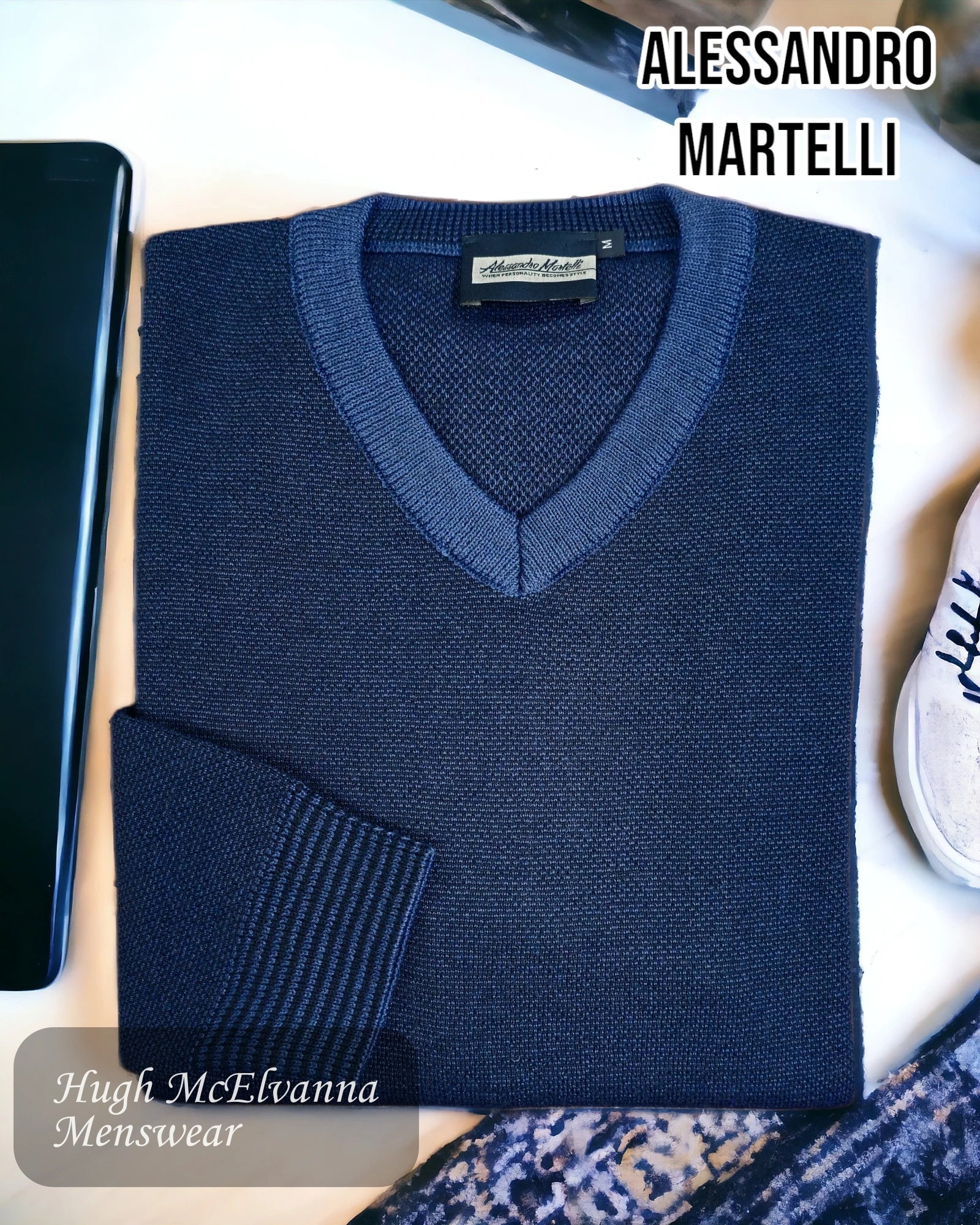 Alessandro Martelli Blue Pullover - AW19.11 - Hugh McElvanna Menswear 