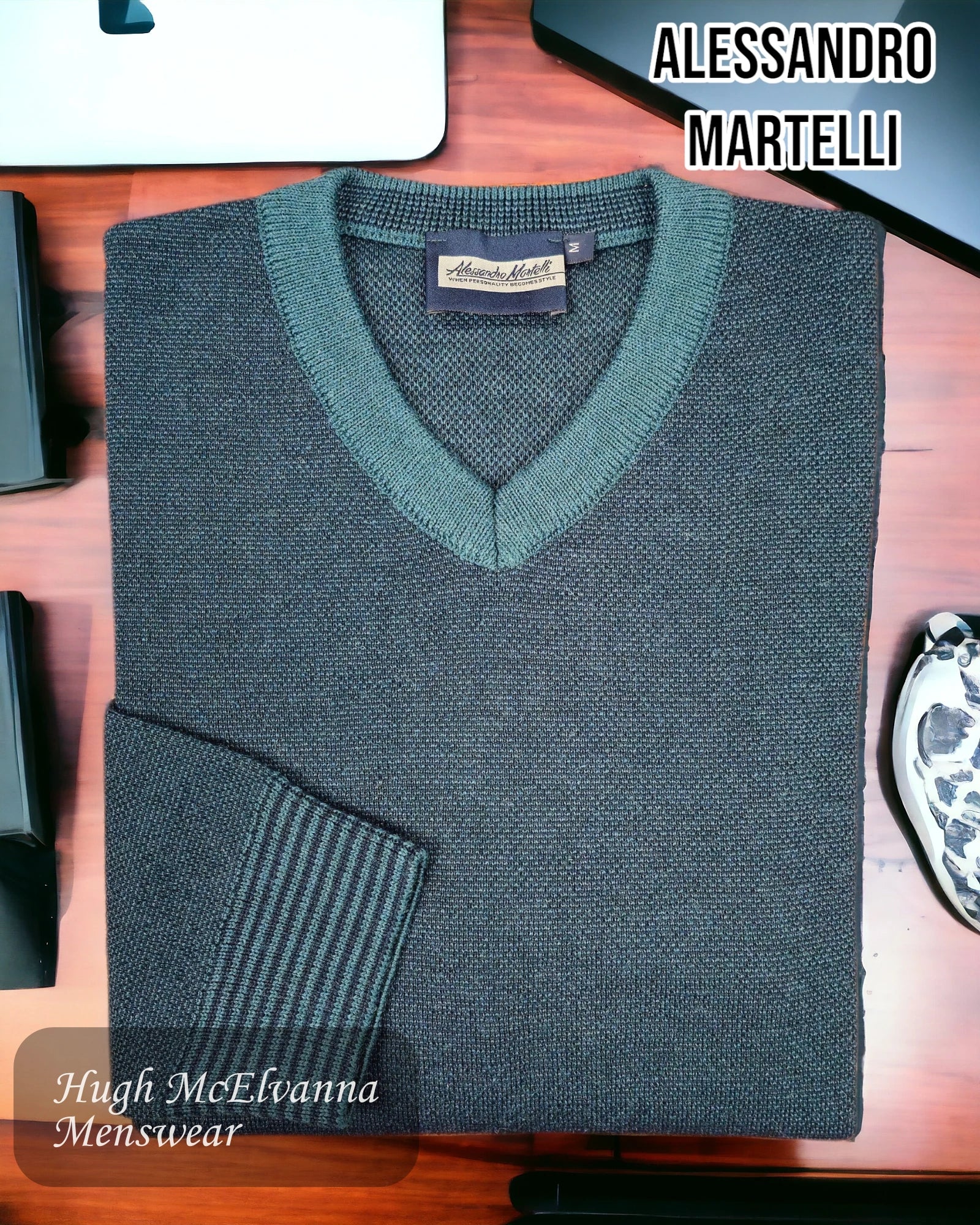 Alessandro Martelli Green Pullover - AW19.11 - Hugh McElvanna Menswear 