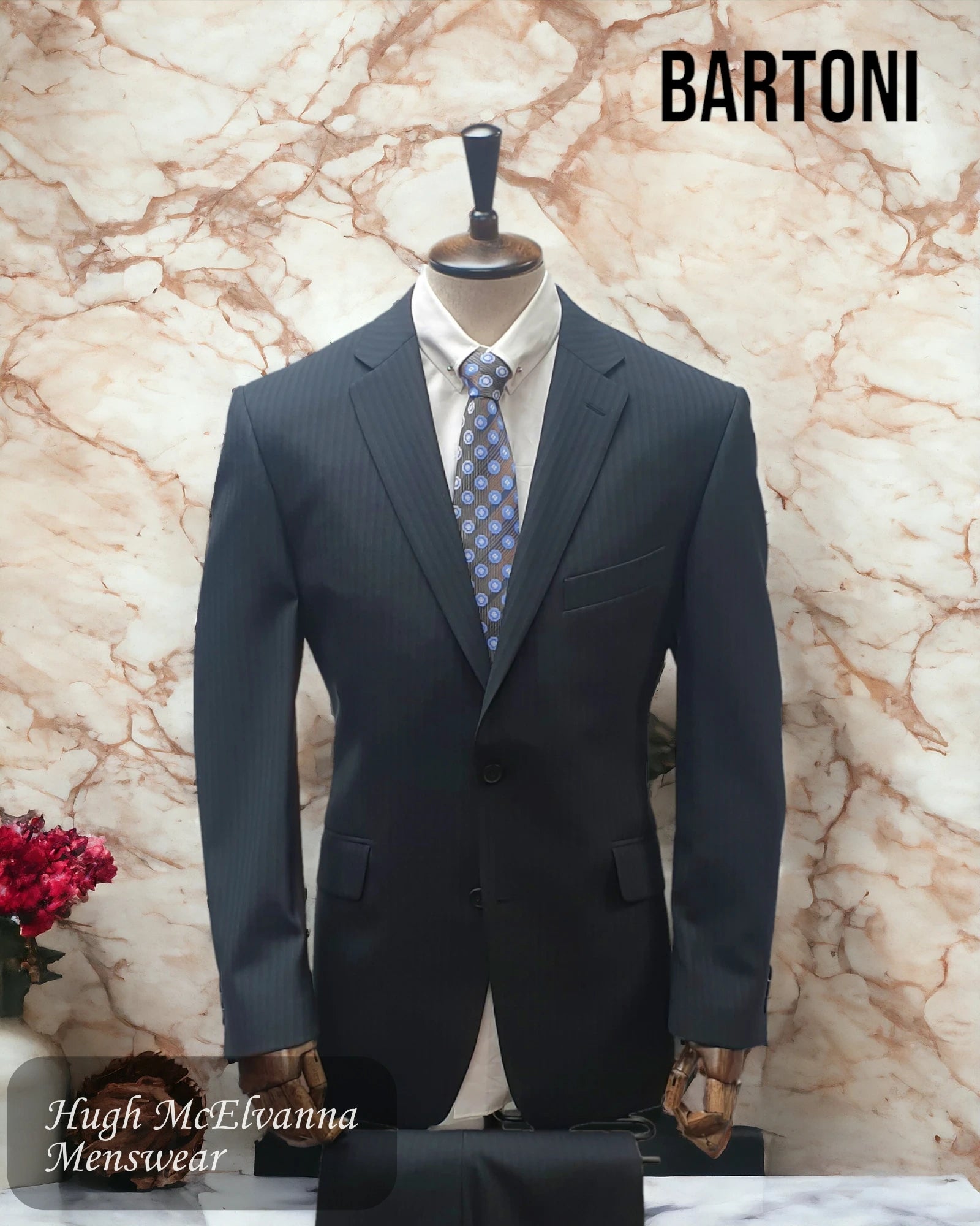 Bartoni 2Pc black stripe Suit Style:4658 - Hugh McElvanna Menswear 