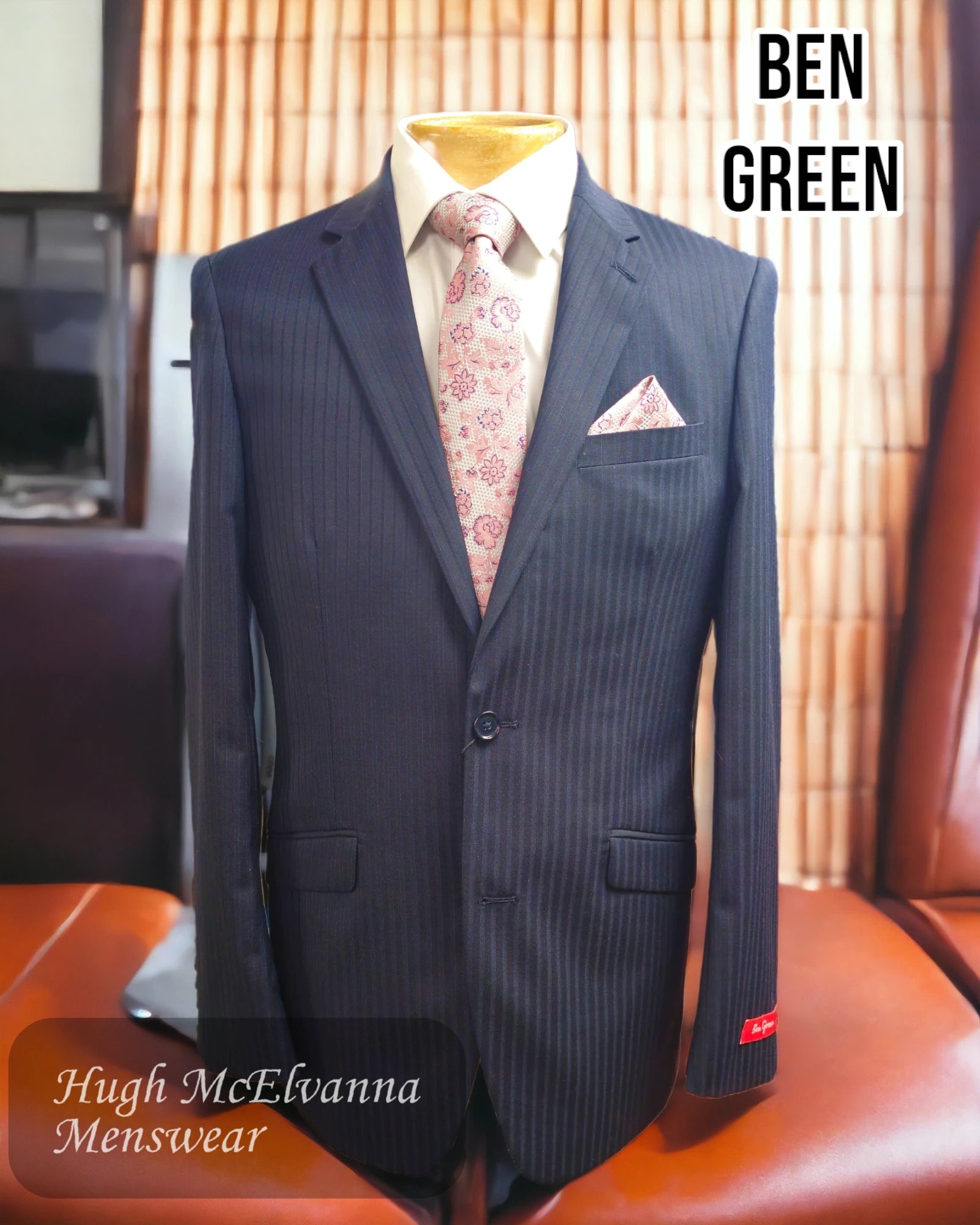 Ben Green Navy Stripe Suit - BG5 - Hugh McElvanna Menswear 