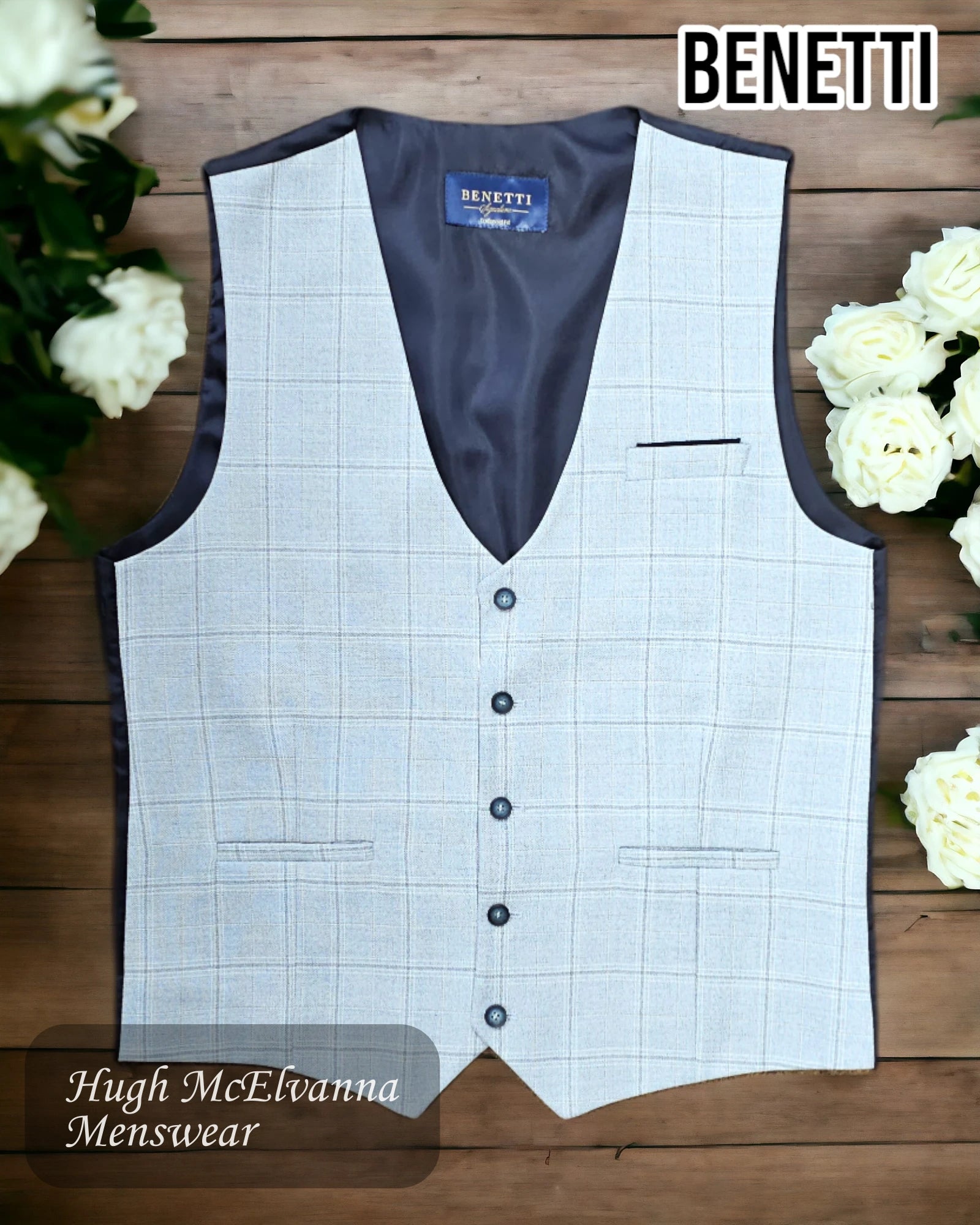 Benetti ANDREW Sky Comfort Waistcoat - Hugh McElvanna Menswear 