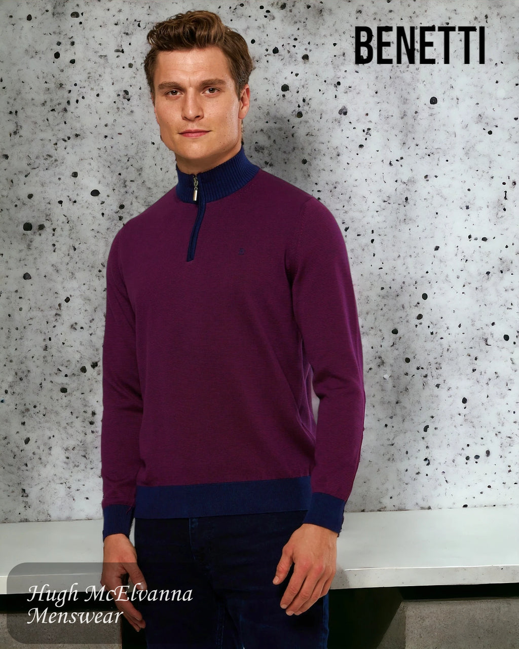 Mens BORDO Quarter Zip Pullover Style: BARROW from Benetti