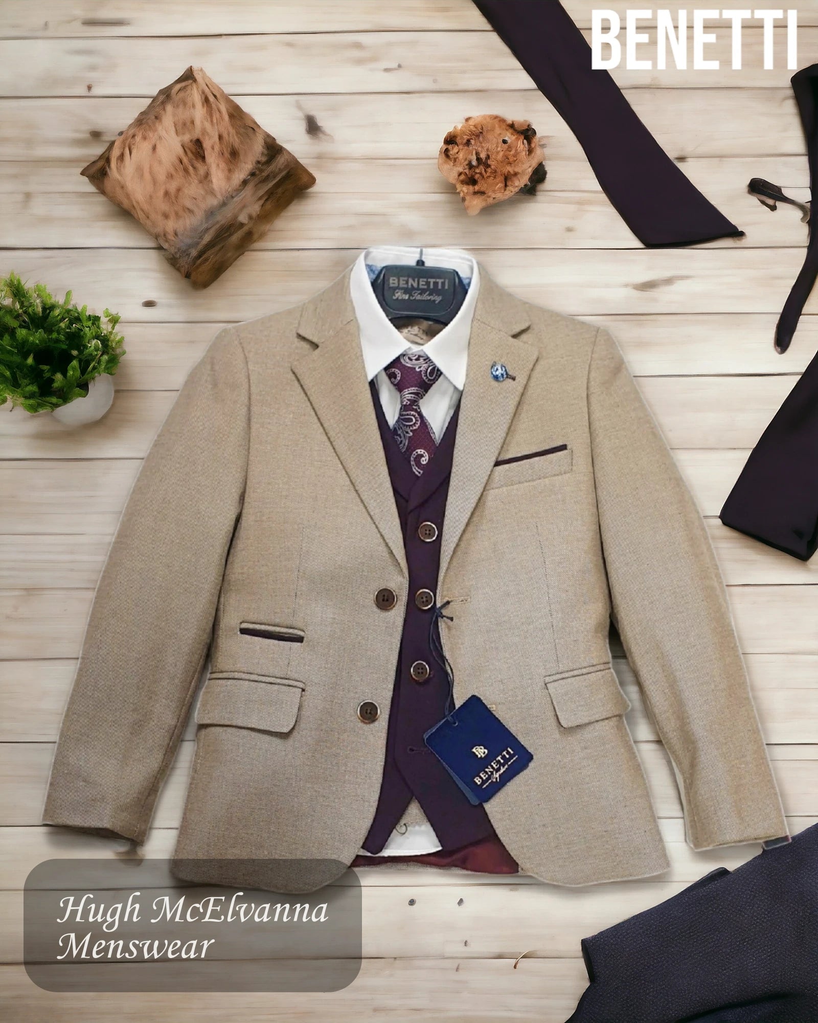 Boys Fashion 3Pc. Suit by Benetti Style: ZAC - Hugh McElvanna Menswear 