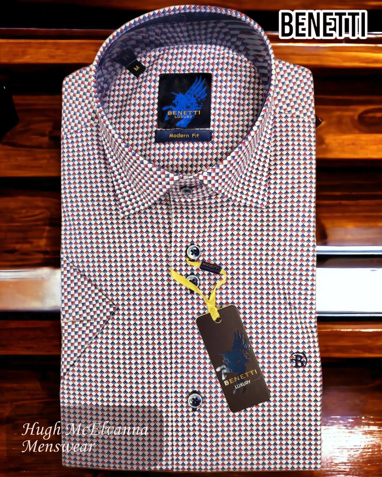 Benetti CODY RED Short Sleeve Shirt - Hugh McElvanna Menswear 