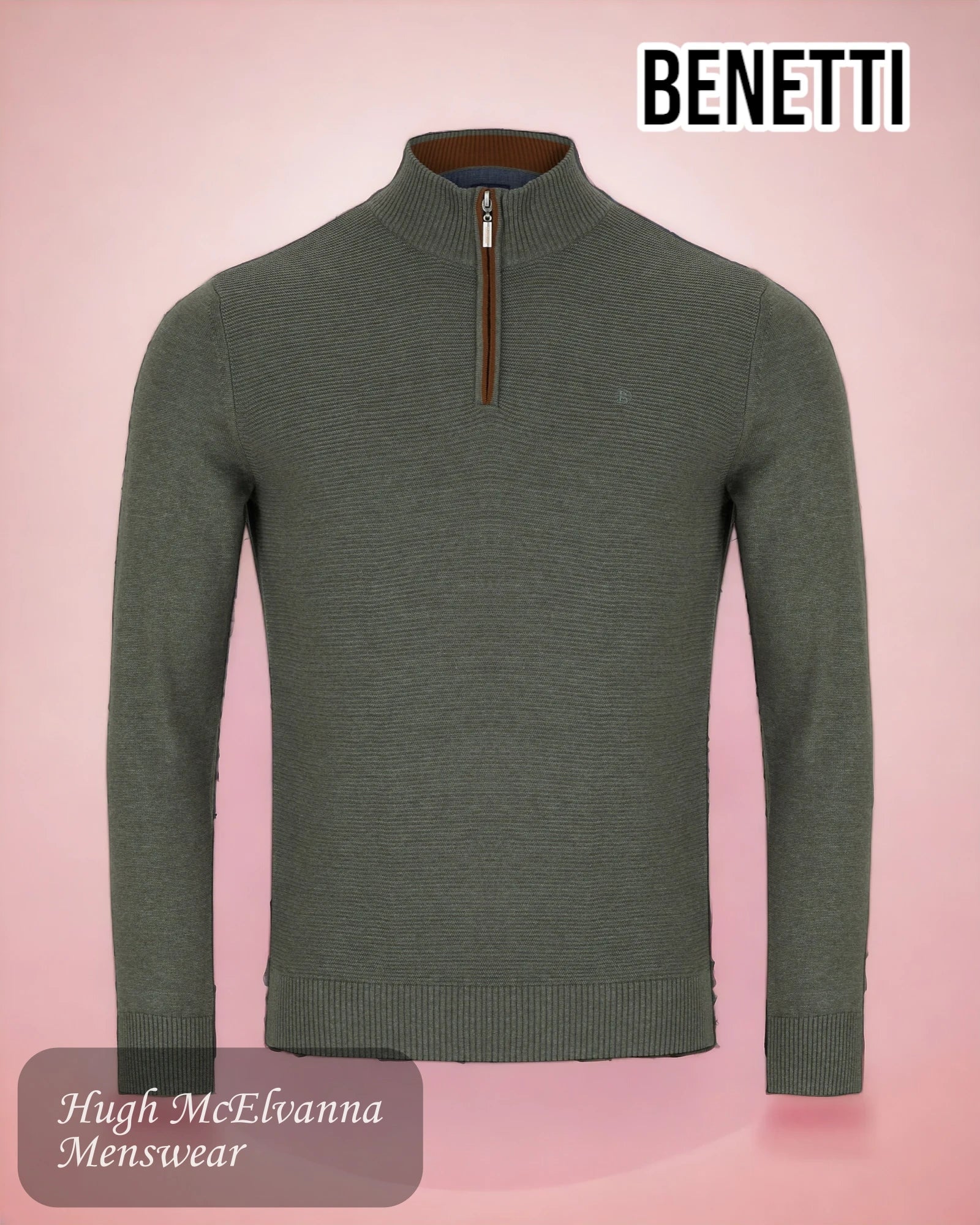 ERROL Quarter Zip FOREST Pullover - Hugh McElvanna Menswear 