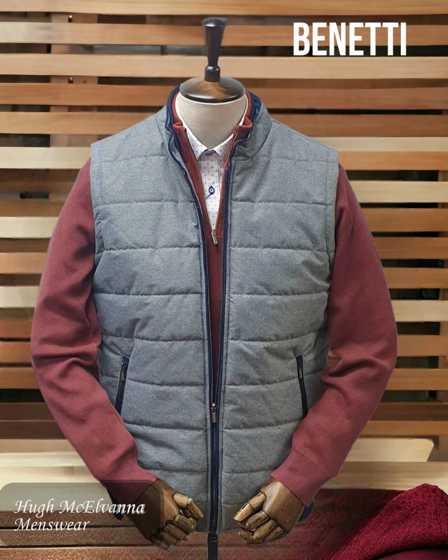 Benetti Gilet Mens Silver Grey 