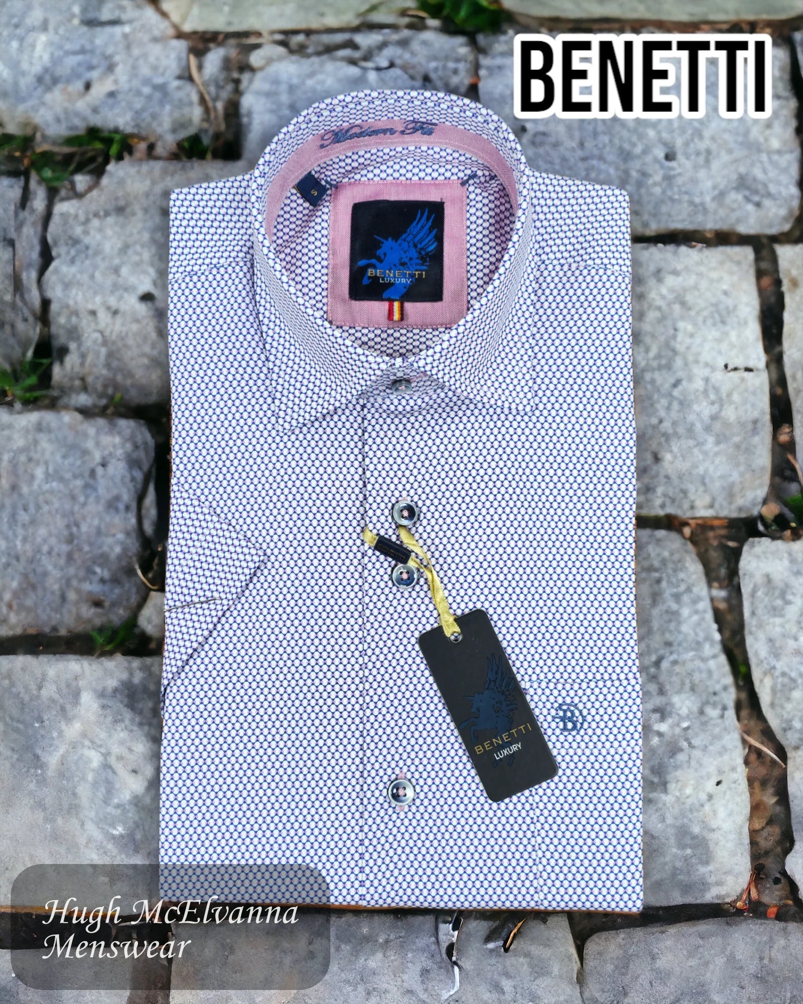 Benetti 'LEO' Violet Short Sleeve Shirt - Hugh McElvanna Menswear 