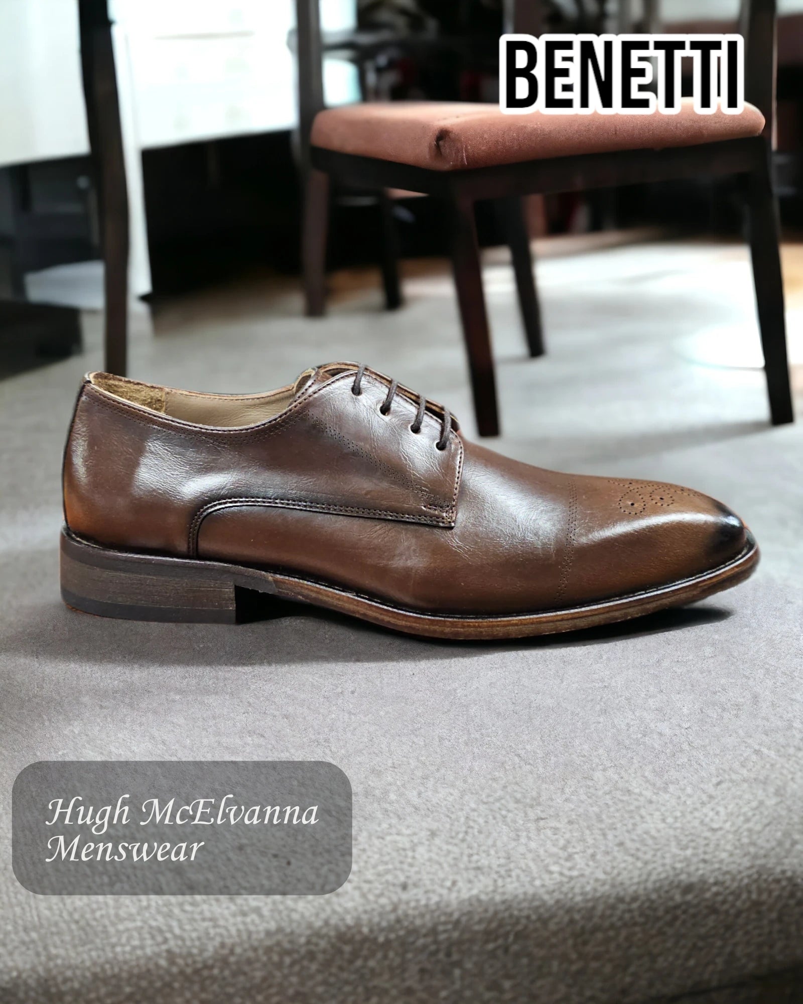 Benetti LOUIS Brown Laced Shoes - Hugh McElvanna Menswear 