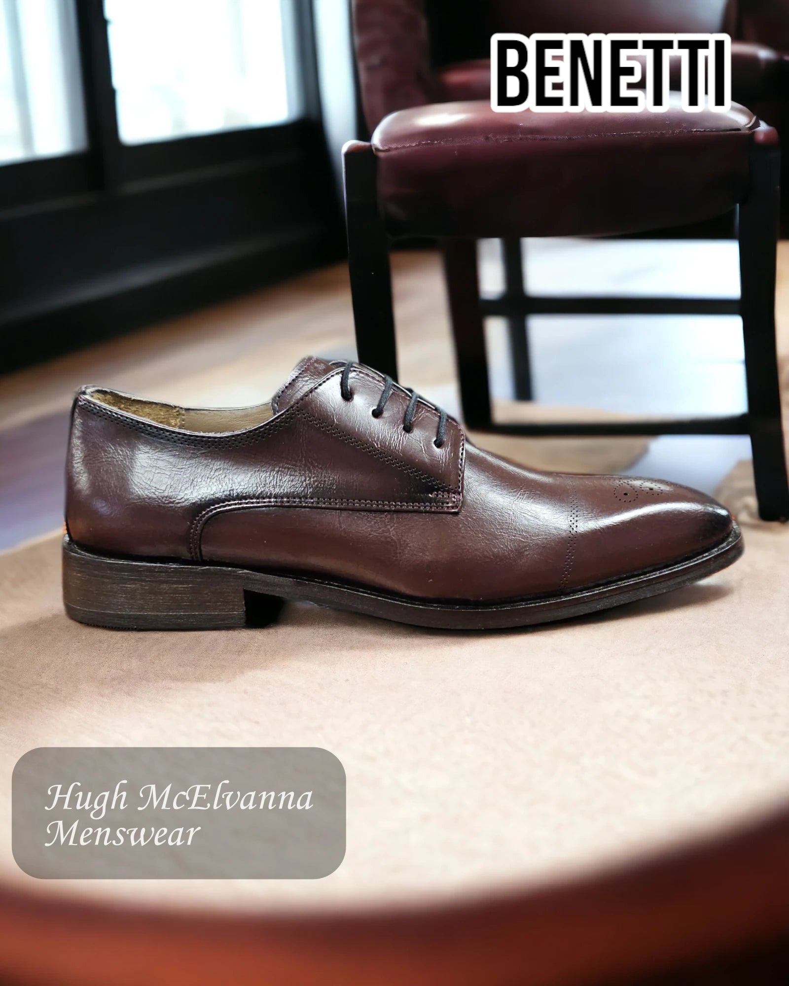 Benetti LOUIS Burgundy Laced Shoes - Hugh McElvanna Menswear 