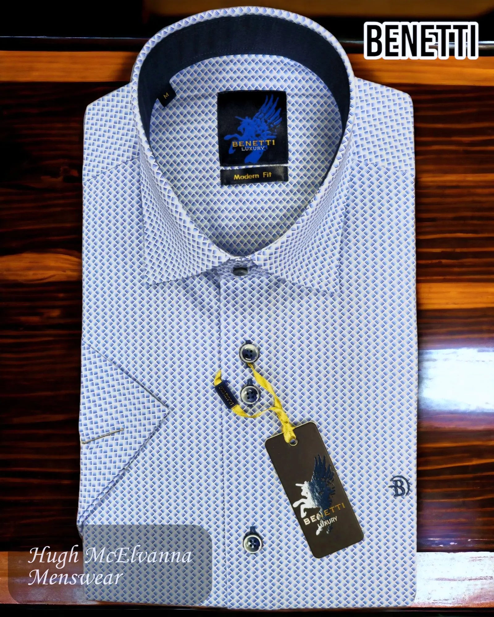 Benetti LUKE BLUE Short Sleeve Shirt - Hugh McElvanna Menswear 