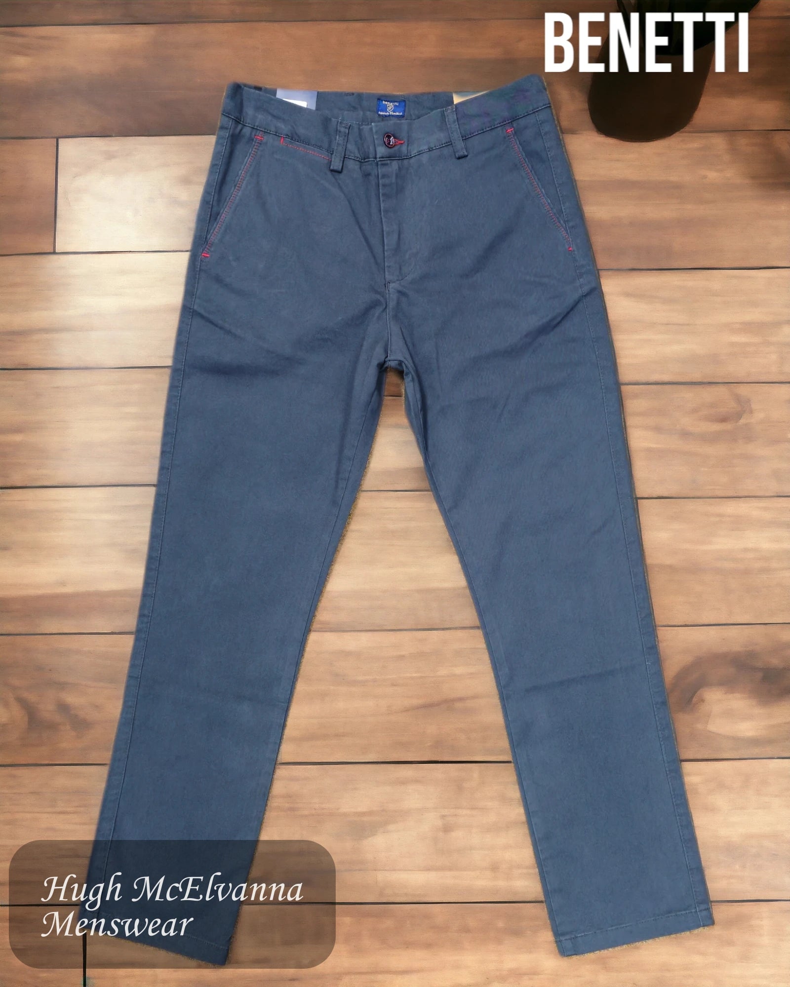 Men's MARK Charcoal Tapered Fit Chino by Benetti - Hugh McElvanna Menswear 