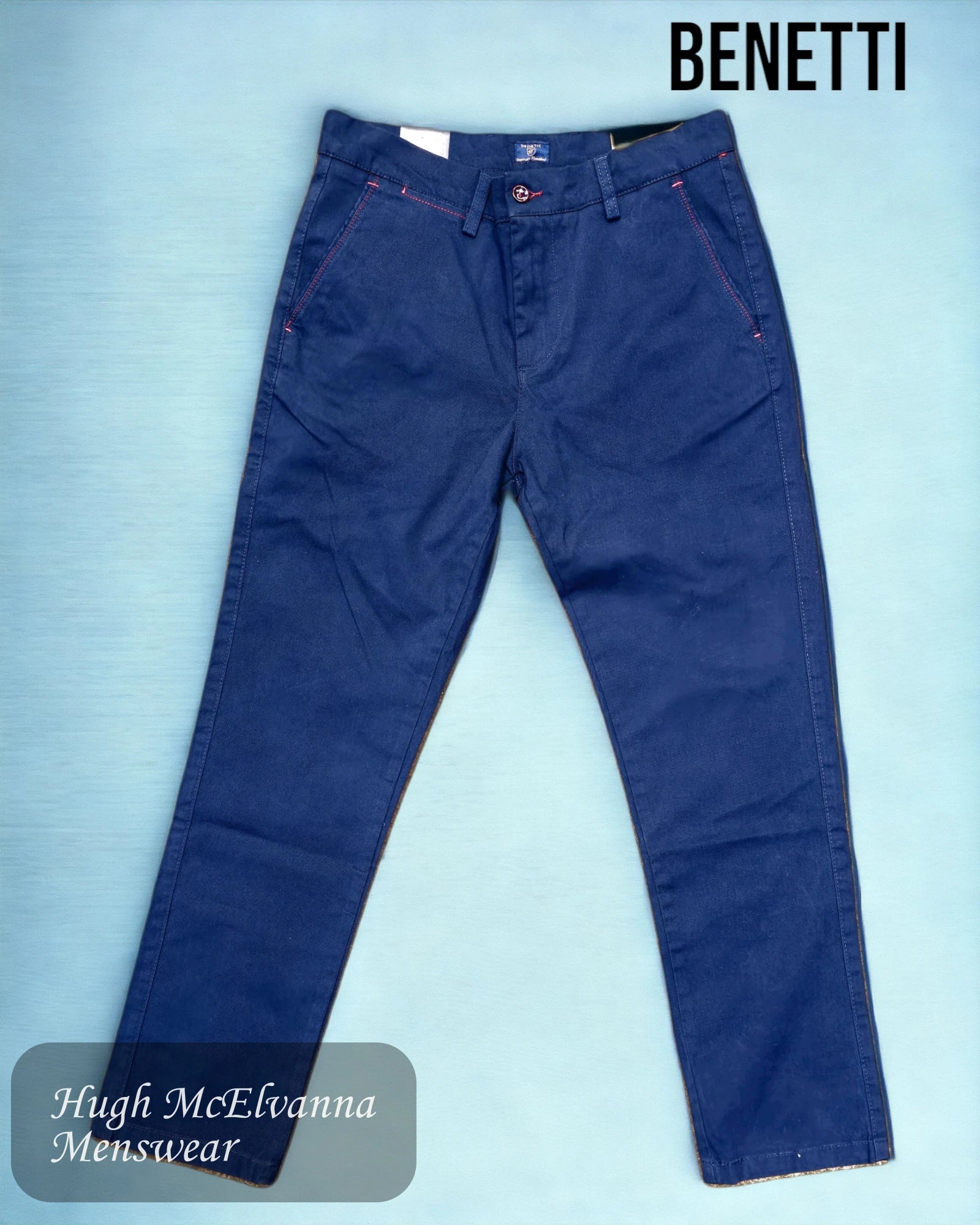 Men's MARK Petrol Tapered Fit Chino by Benetti - Hugh McElvanna Menswear 