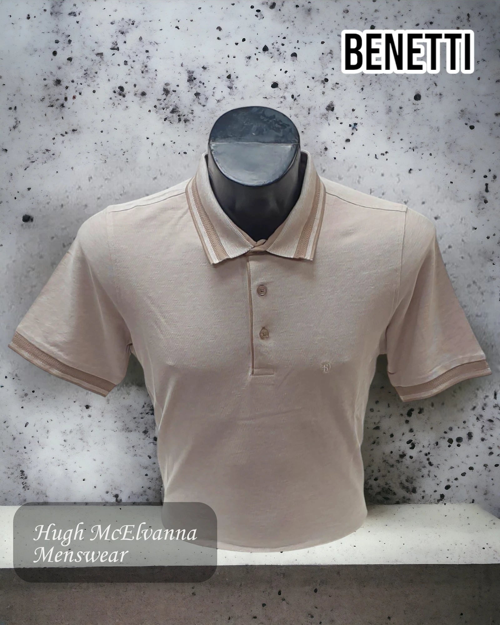 T Shirt Men's Benetti Fashion Biscuit Pique Polo Style: NATHAN - Hugh McElvanna Menswear 