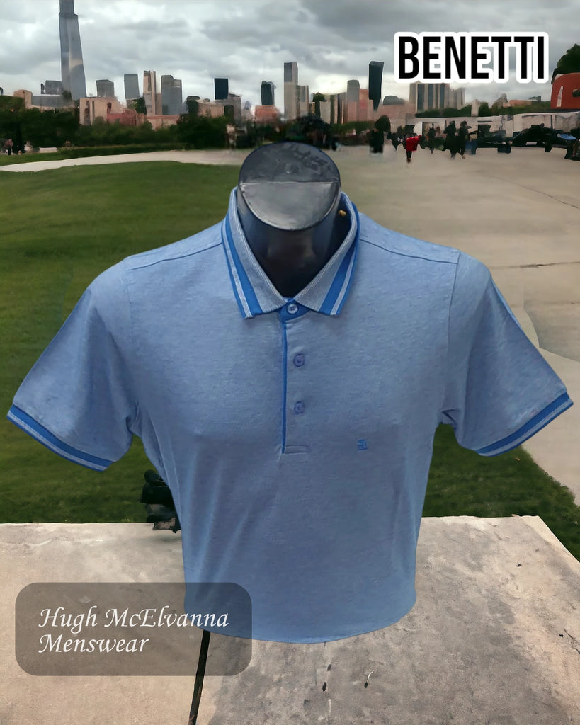 T Shirt Men's Benetti Fashion Sky Pique Polo Style: NATHAN