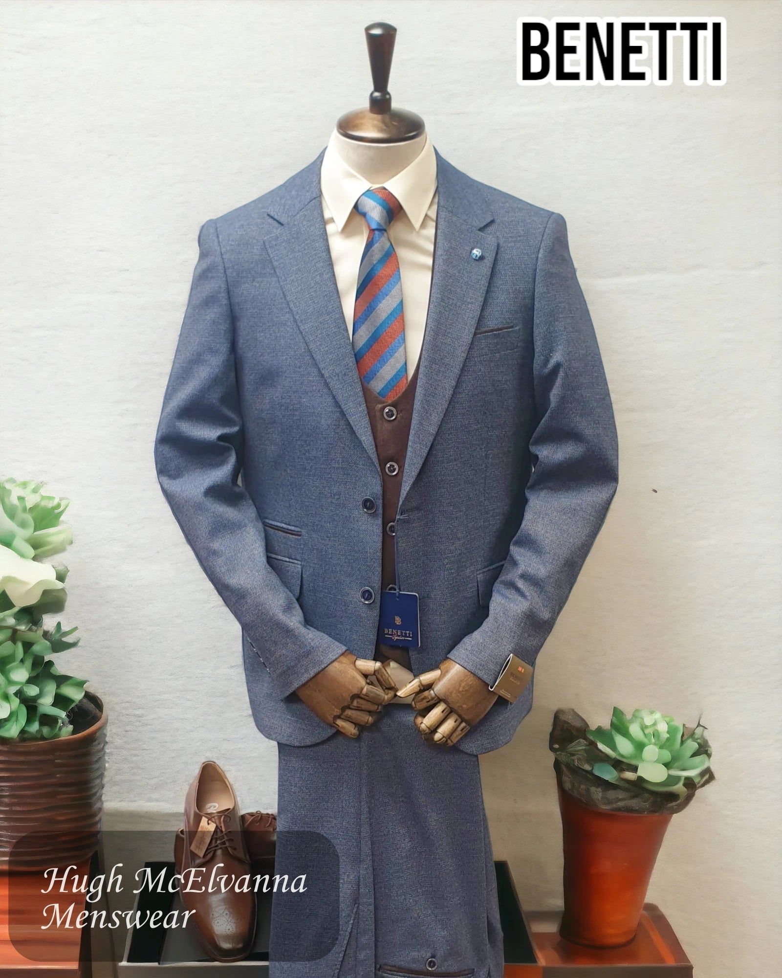 Benetti TOM Brown Tapered Fit Suit - Hugh McElvanna Menswear 