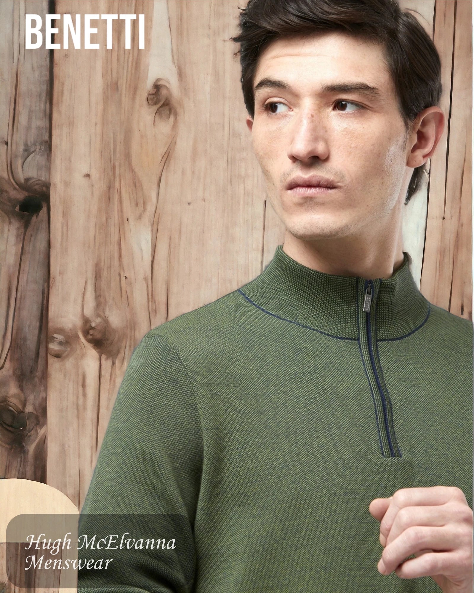 Men's Quarter Zip Benetti 'VERONA' Forest Pullover