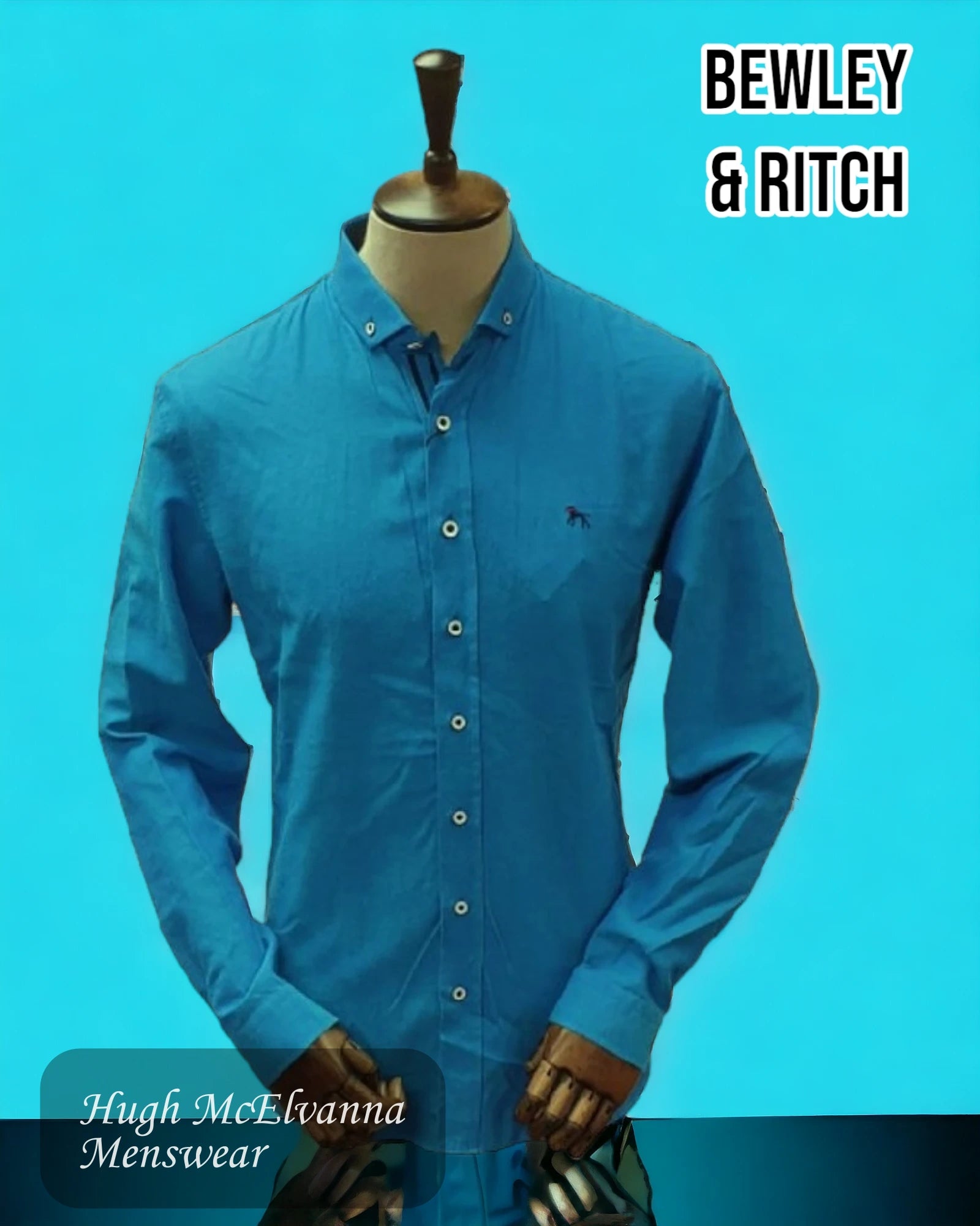 Blue Long Sleeve Shirt - ALAND B - Hugh McElvanna Menswear 