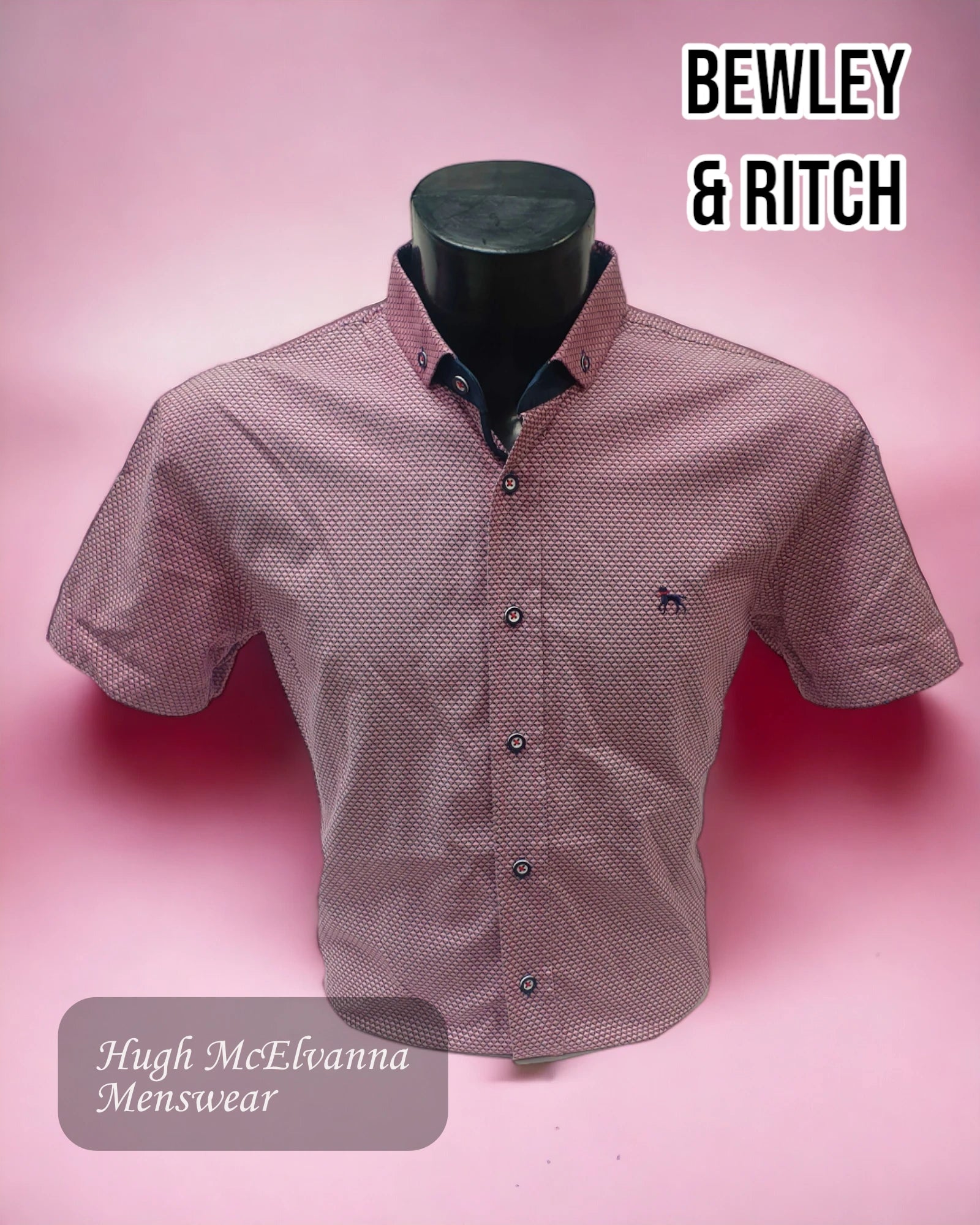 Dk. Pink Short Sleeve Shirt by Bewley & Ritch - PINKY - Hugh McElvanna Menswear 