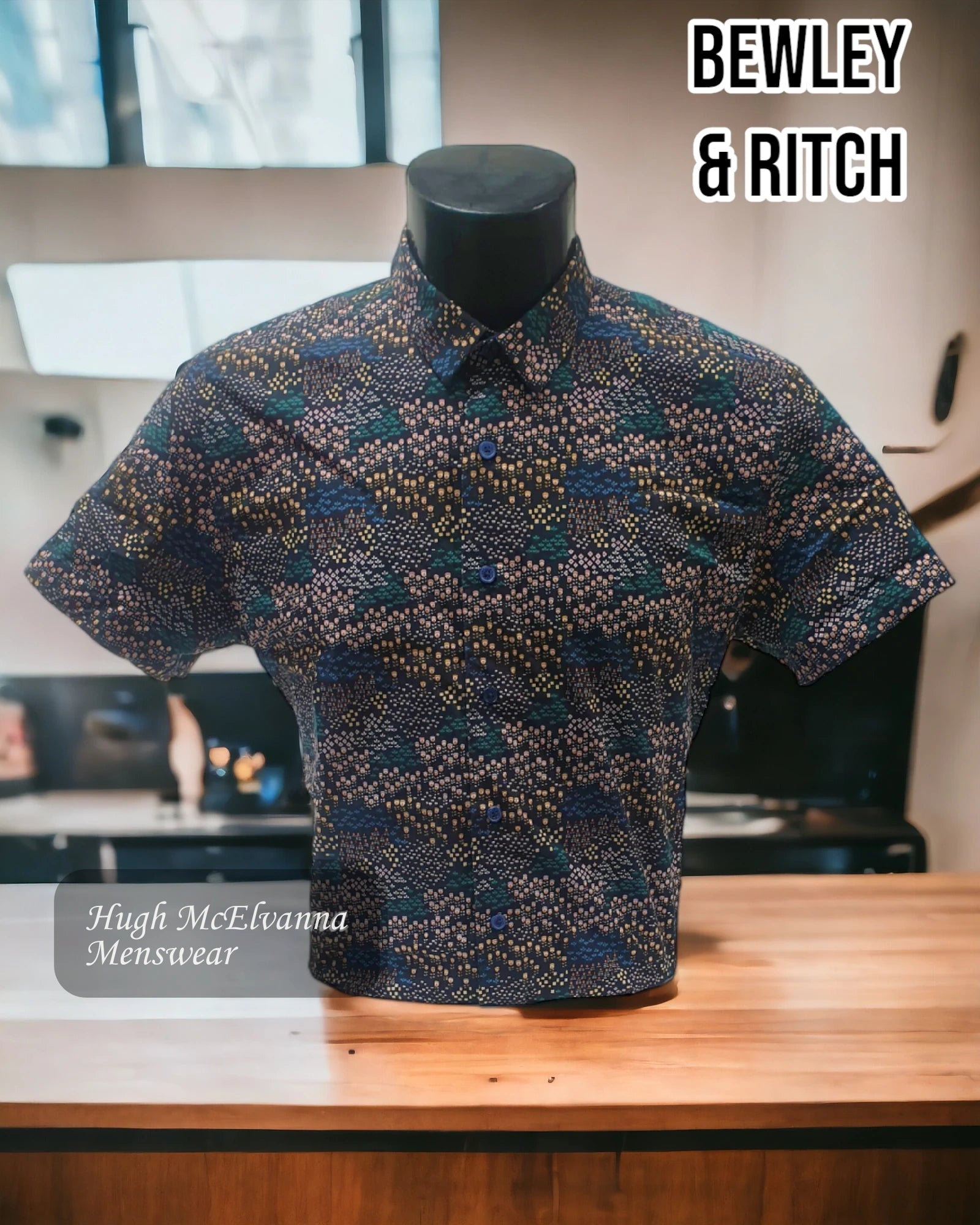 Mens Short Sleeve Shirt by Bewley & Ritch - PIRI - Hugh McElvanna Menswear 