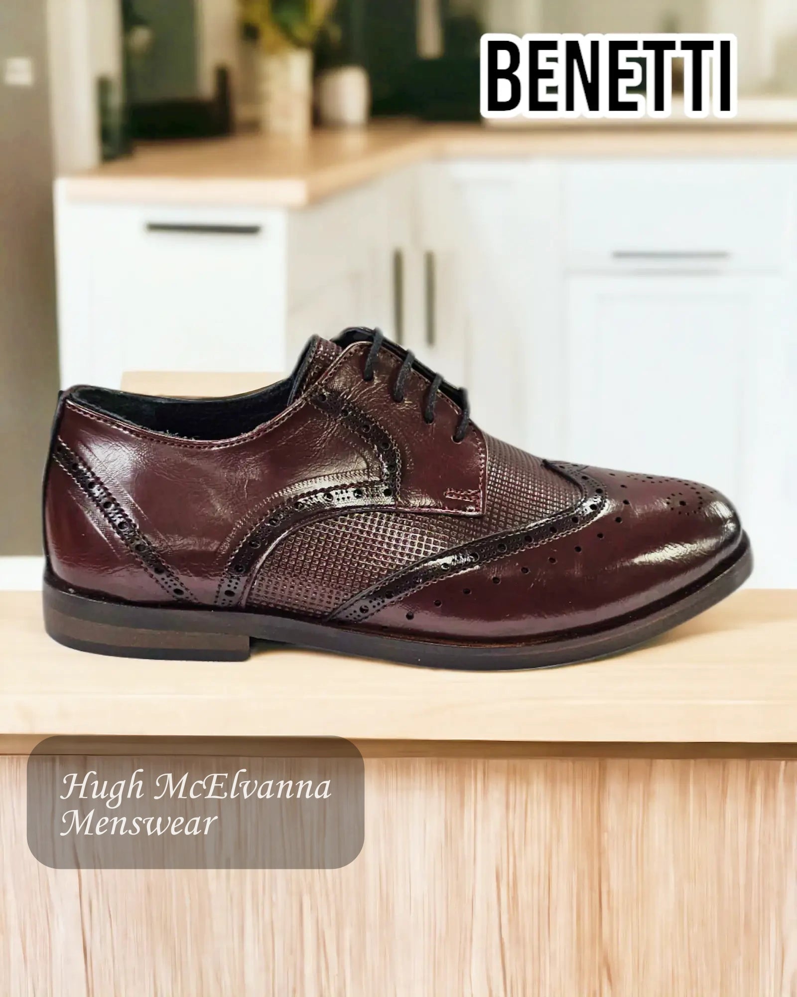 Boys BURGUNDY Laced Shoe - GEORGE - Hugh McElvanna Menswear 