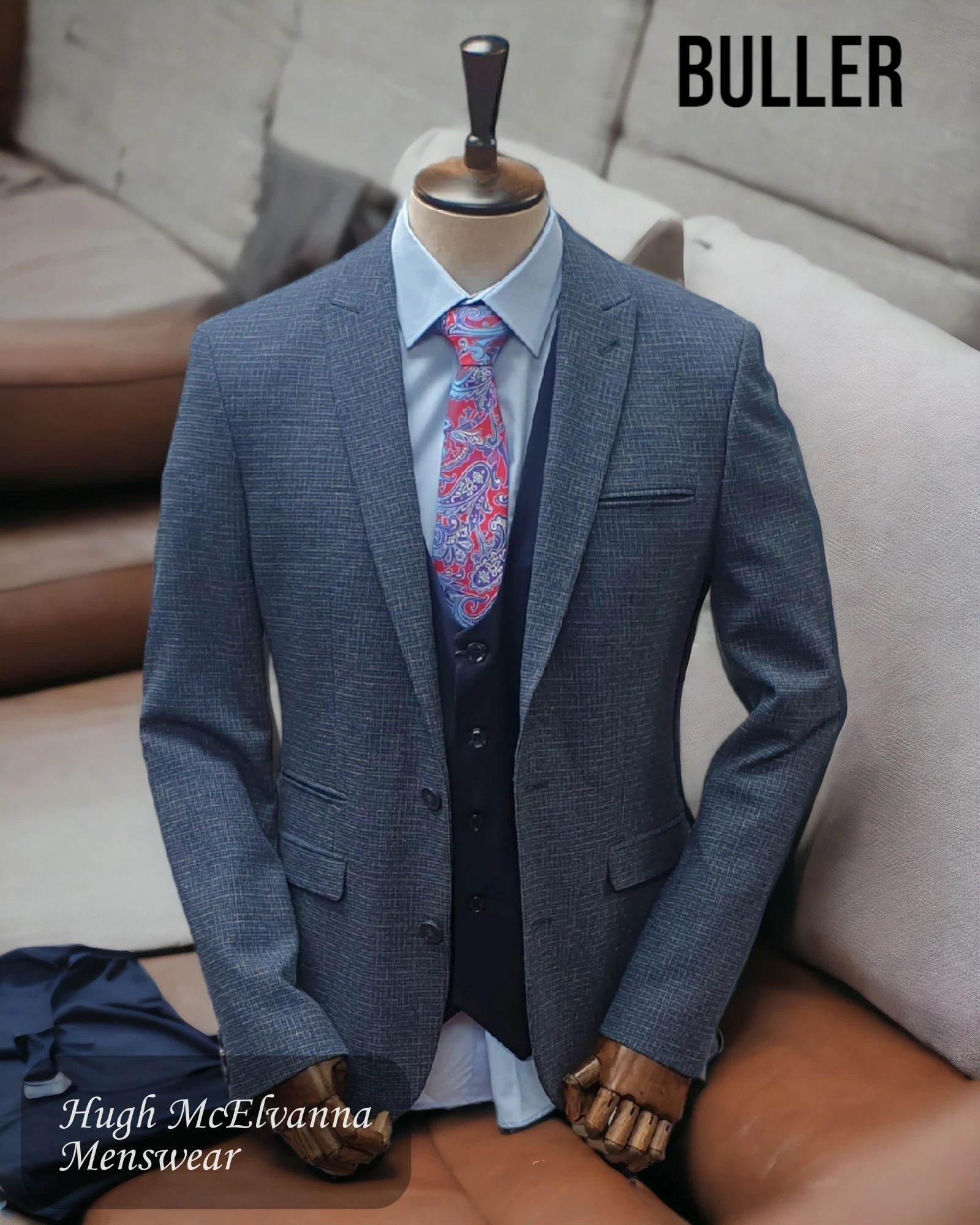 Buller Men's Fashion Navy Check Blazer Style: 3425