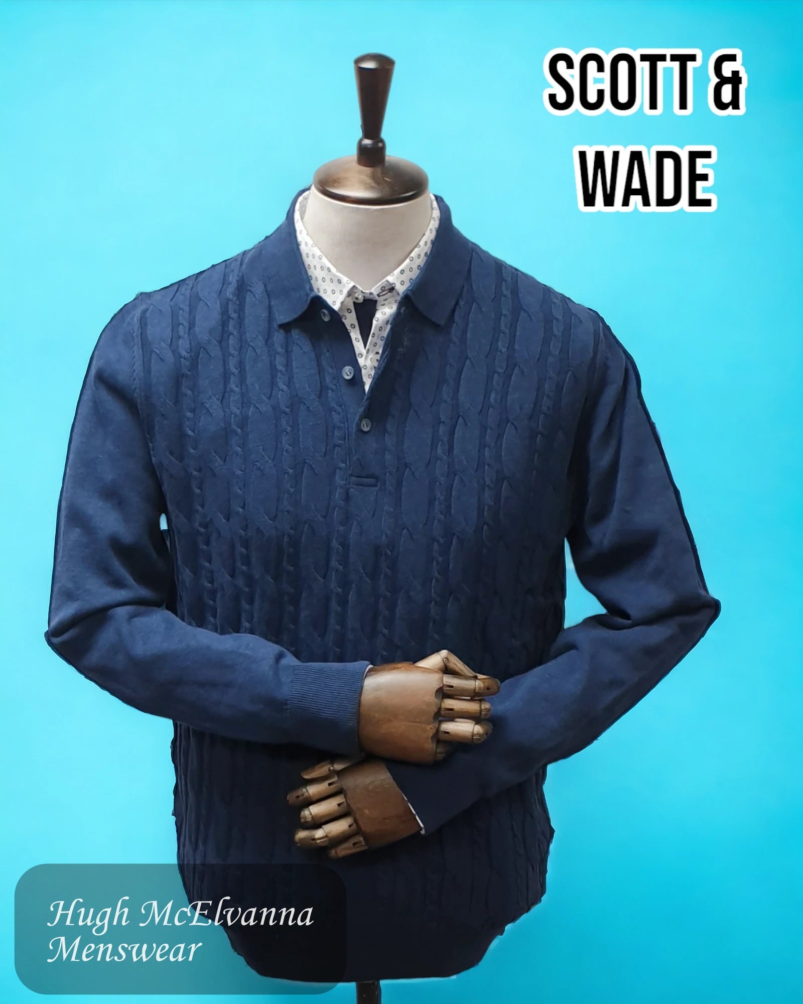 Scott & Wade 'CRETE' Blue Polo Pullover - SWKW5339 - Hugh McElvanna Menswear 