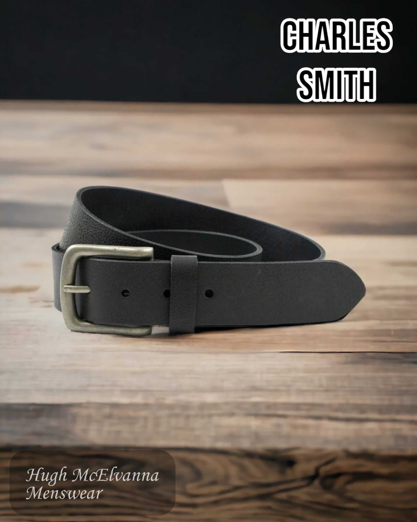 Charles Smith Black Leather Belt Style: 30016 - Hugh McElvanna Menswear 