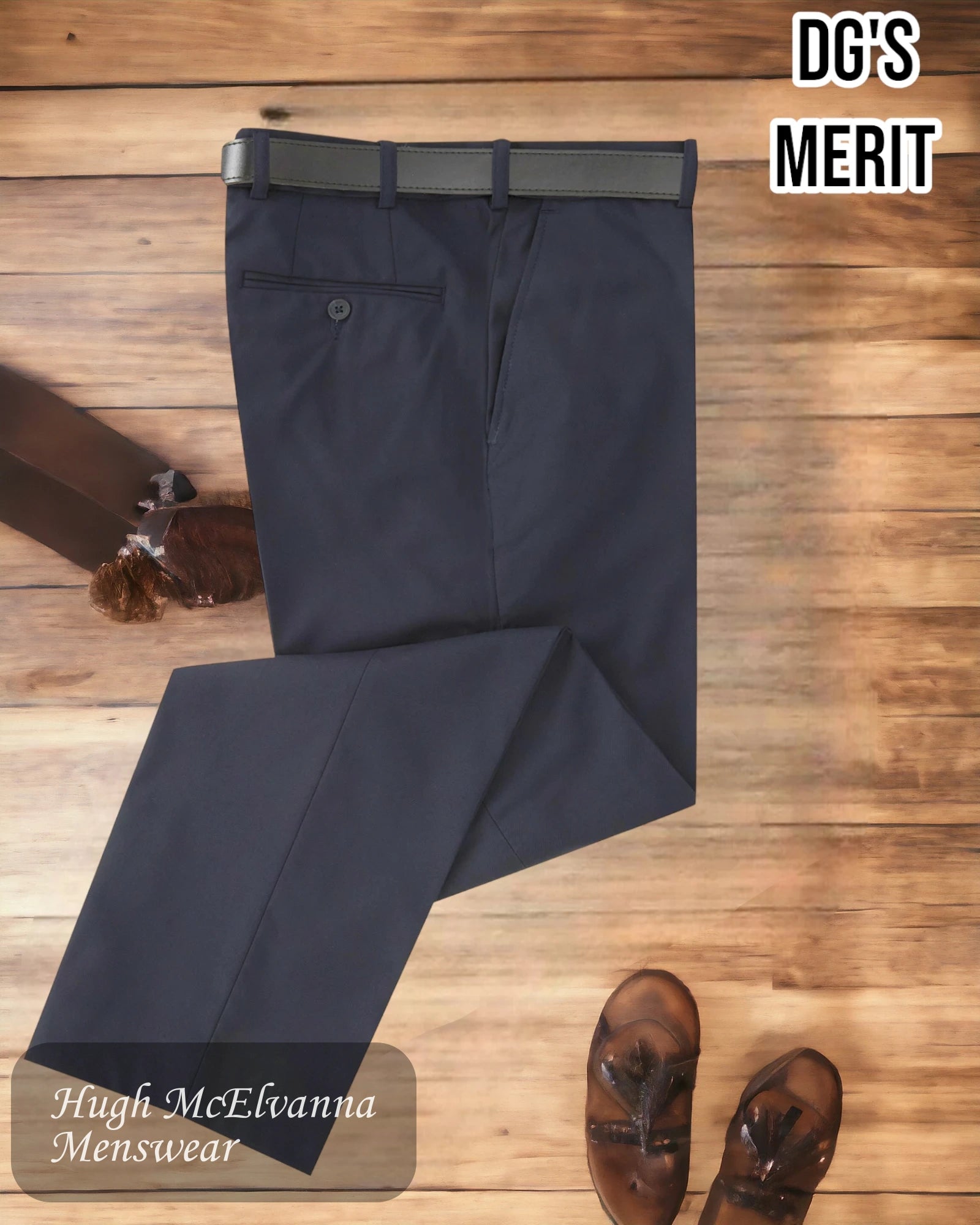 Cavalry Twill NAVY Stretch Waist Trouser by DGs Merit Style: 71686/78 - Hugh McElvanna Menswear 