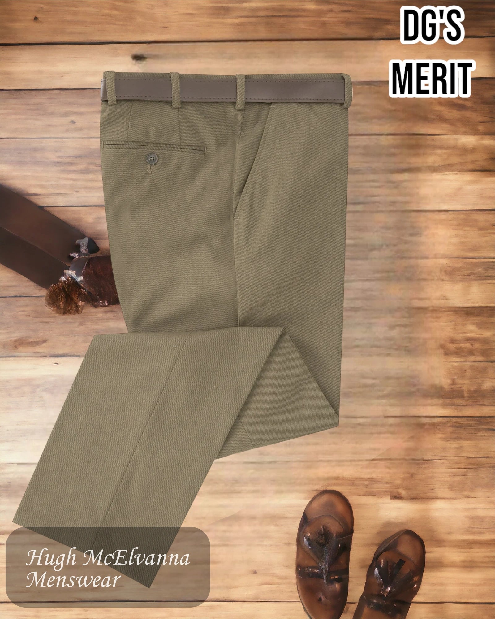 Cavalry Twill TAUPE Stretch Waist Trouser by DGs Merit Style 71686/43 - Hugh McElvanna Menswear 