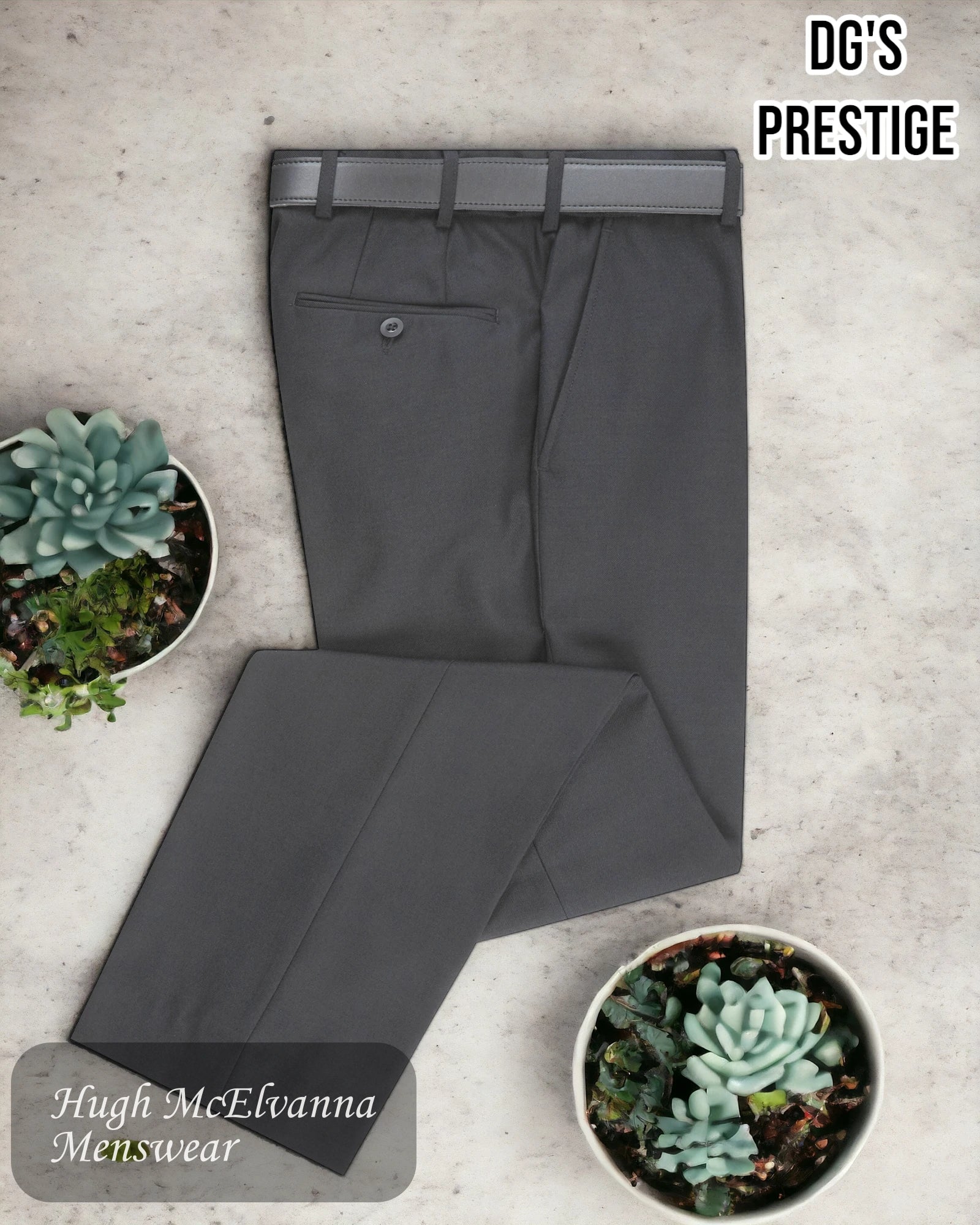 DGs Prestige BLACK Stretch Waist Wool Blend Trouser Style: 70483/00 - Hugh McElvanna Menswear 