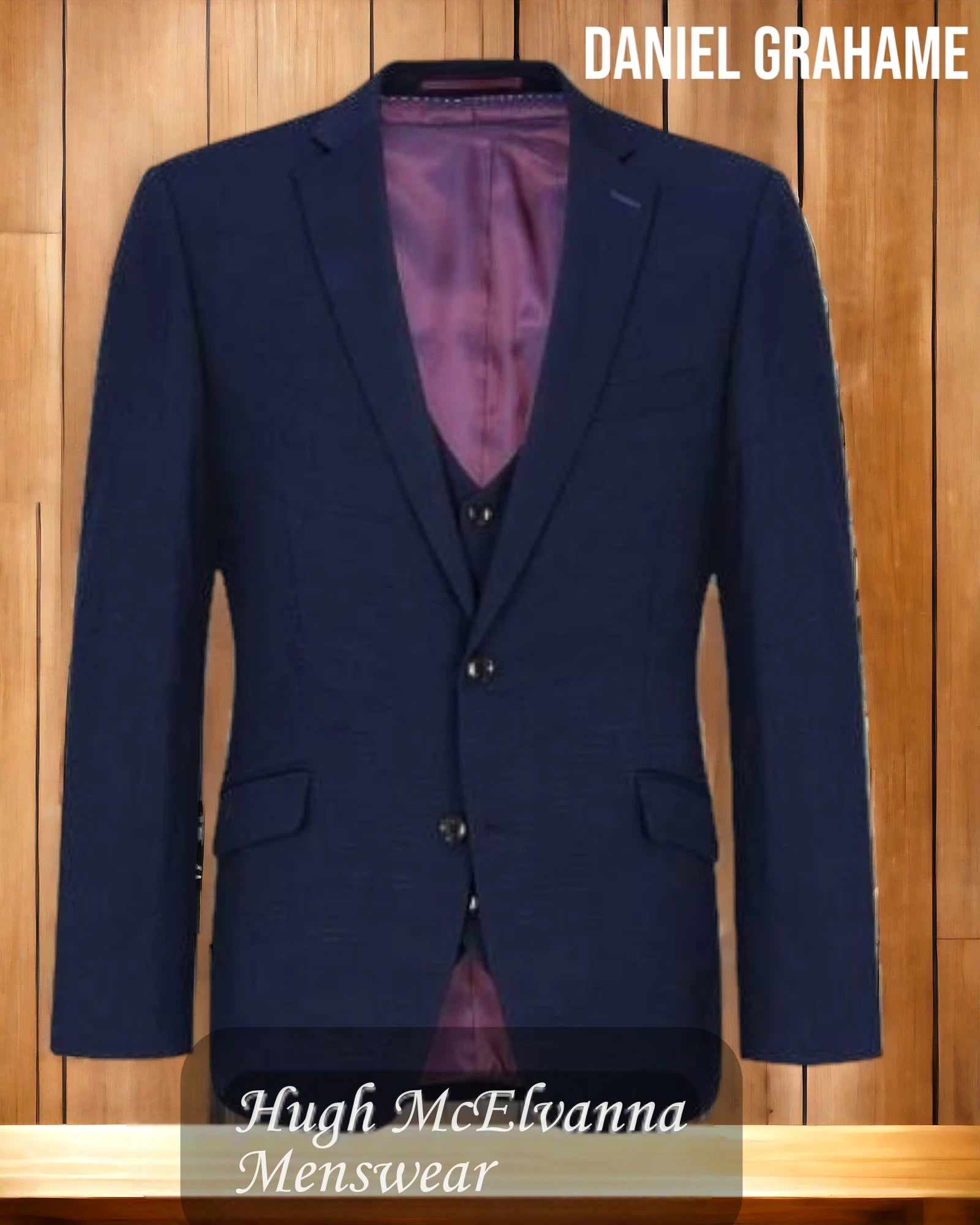 Daniel Grahame Blue Tapered Fit Design Fabric 3Pc. Suit Style: 30921-28 - Hugh McElvanna Menswear 