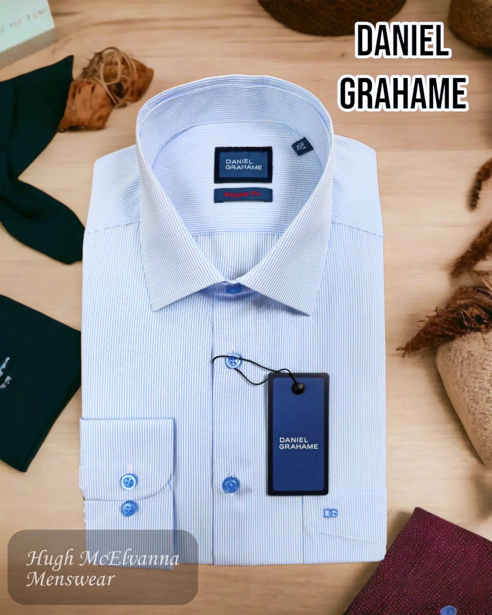 Daniel Grahame Blue Stripe Shirt - 15656/12 - Hugh McElvanna Menswear 