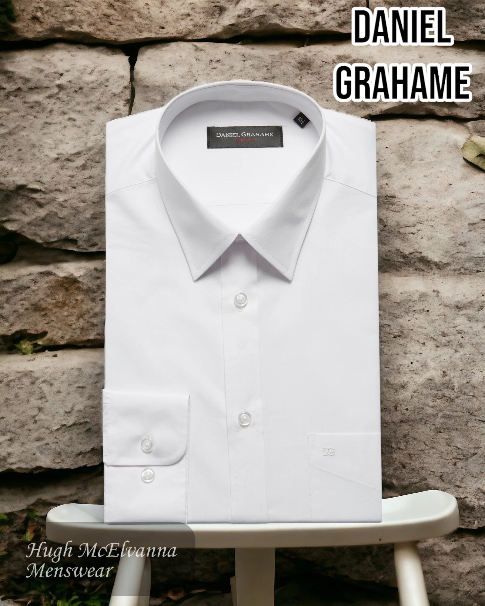 Daniel Grahame White Formal Shirt - 15300/01 - Hugh McElvanna Menswear 