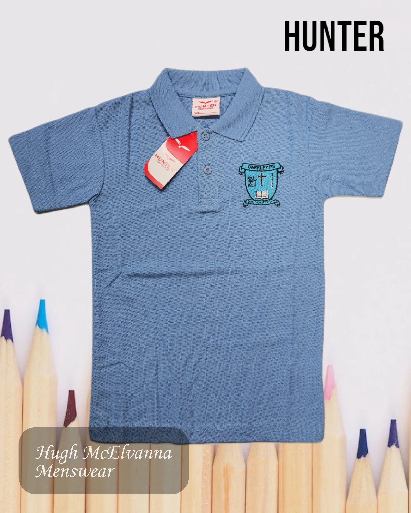 Darkley Sky Blue Polo Shirt by Hunter Style: 1342 - Hugh McElvanna Menswear 