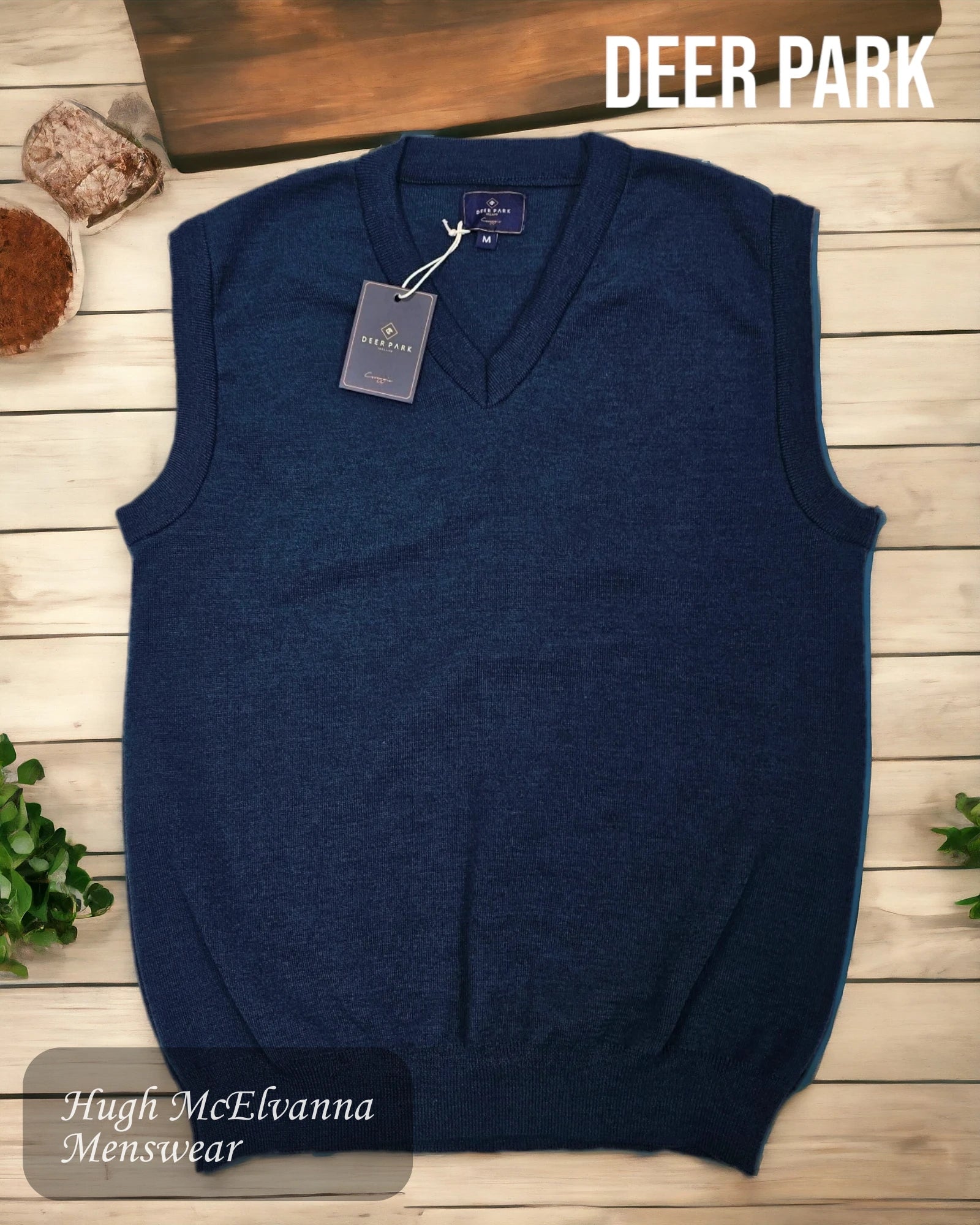 Mens Navy Sleeveless Jumper by Deer Park - Hugh McElvanna Menswear 