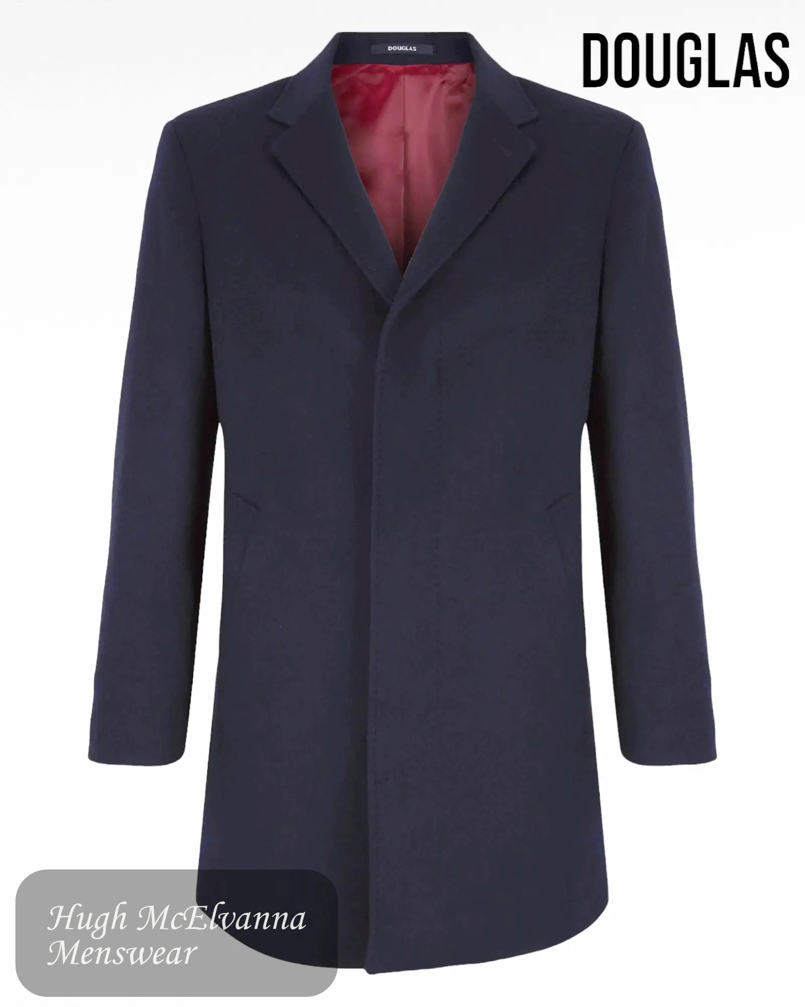 Douglas Navy BREMNER Overcoat Style: 90191/79 - Hugh McElvanna Menswear 