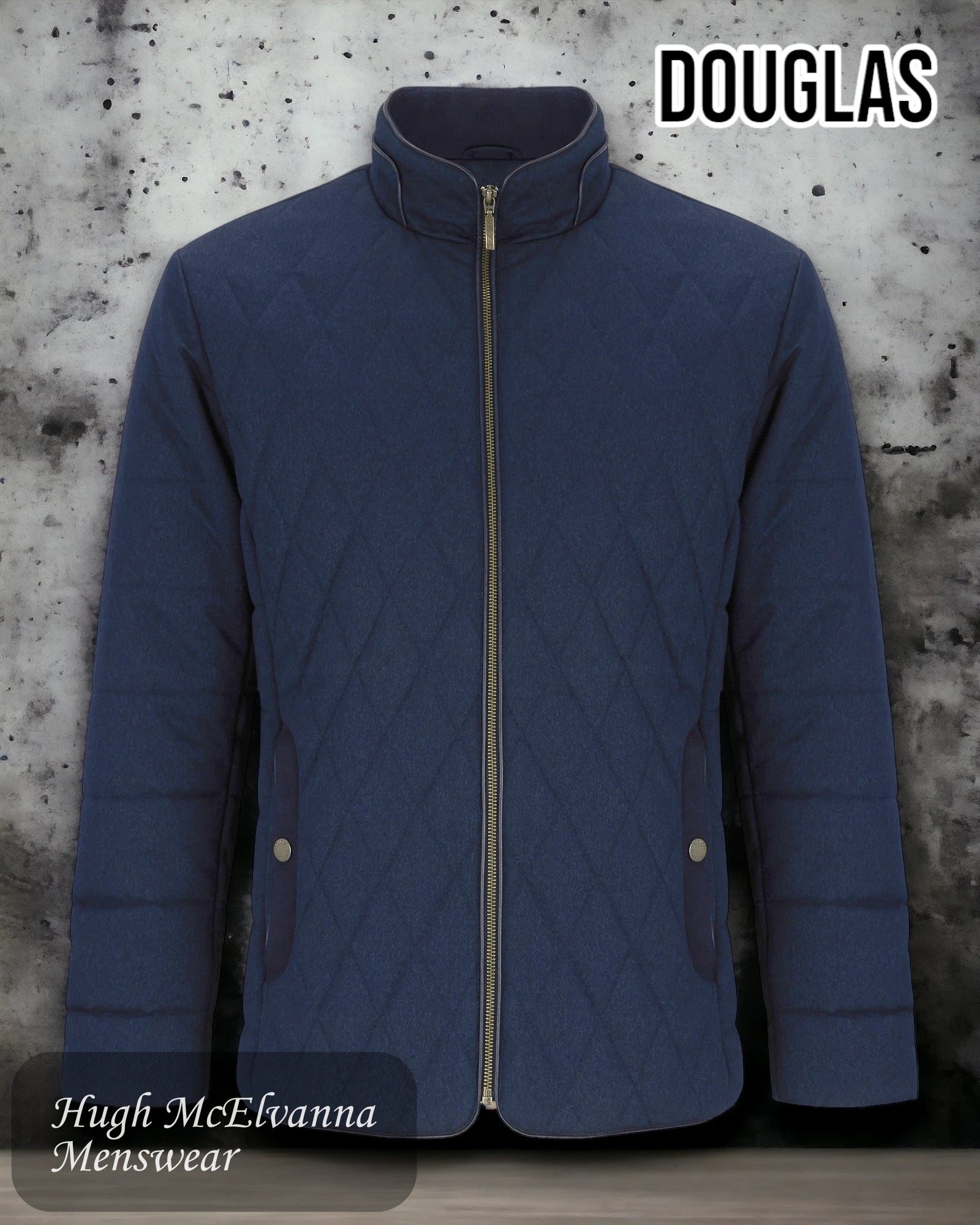 'HARDY' Blue Quilted Jacket By Douglas Style: 80302-28 - Hugh McElvanna Menswear 