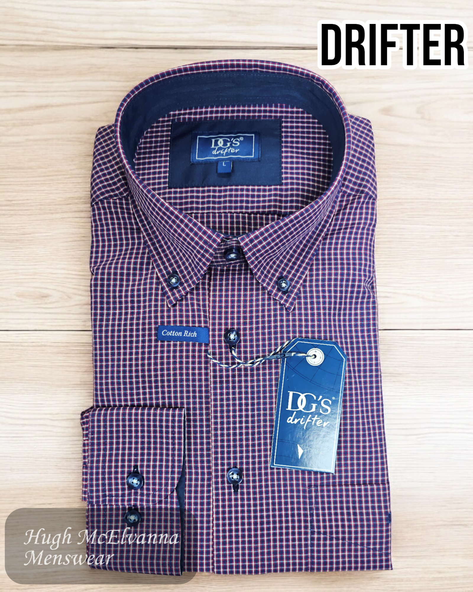 DGs Drifter Wine Long Shirt 14471/68 at Hugh McElvanna Menswear  - Hugh McElvanna Menswear 