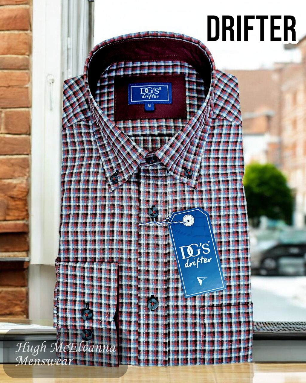 DGs Drifter Maroon Check Shirt - 14663/67