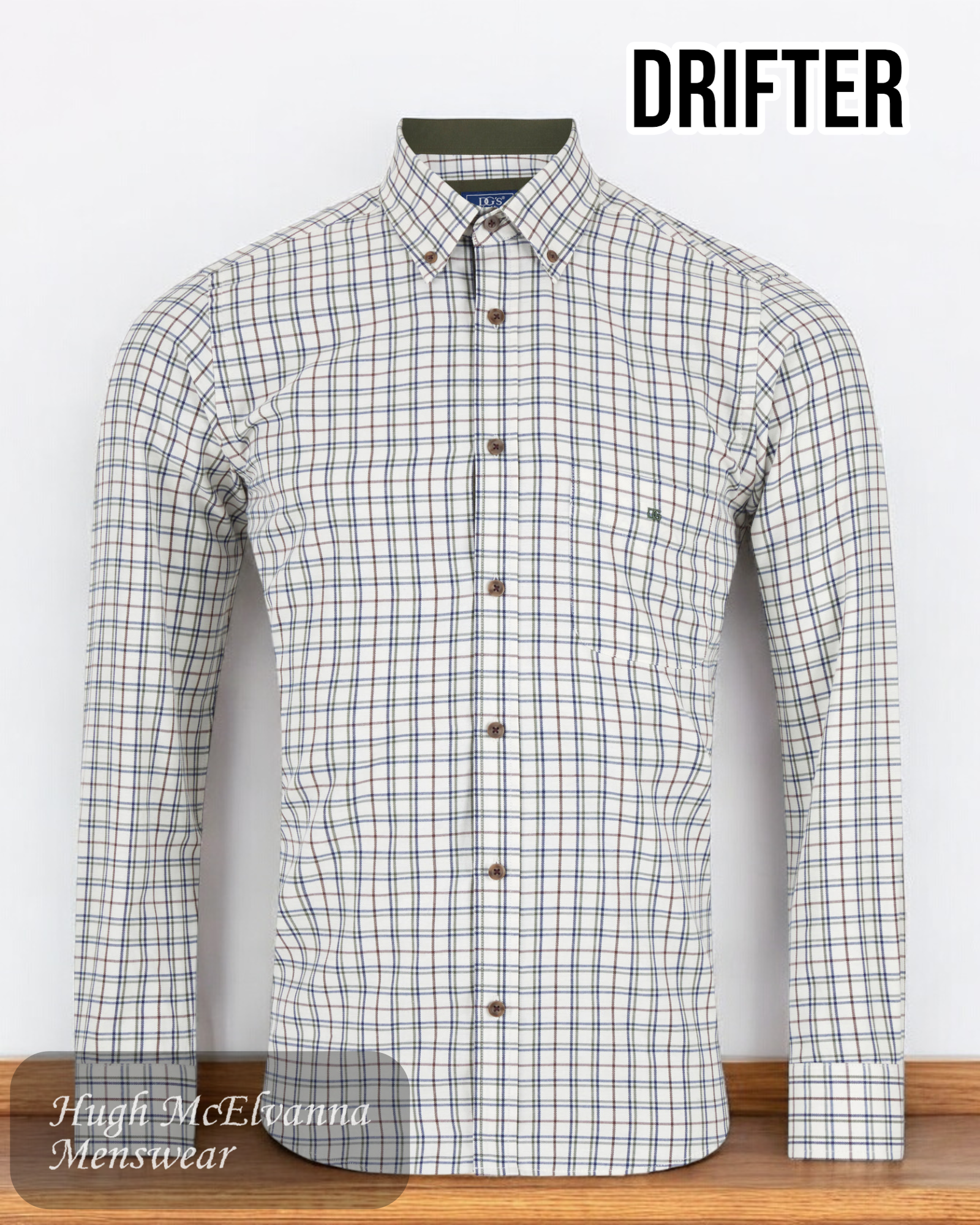 DGs Drifter Cream Check Shirt - 14664/90 - Hugh McElvanna Menswear 