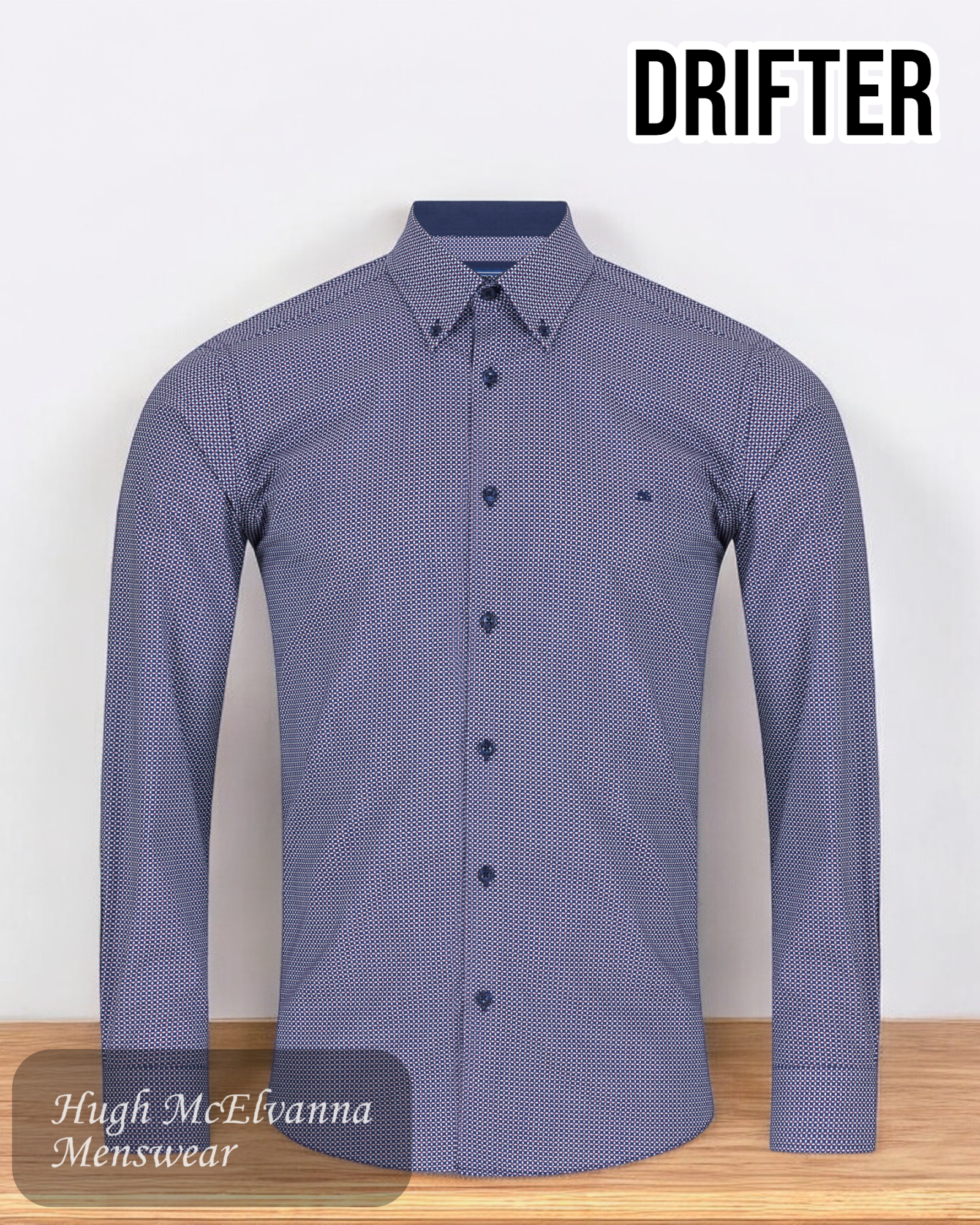 Drifter Geneva Shirt – 100% Cotton Long Sleeve in Navy (Style: 14747/78)