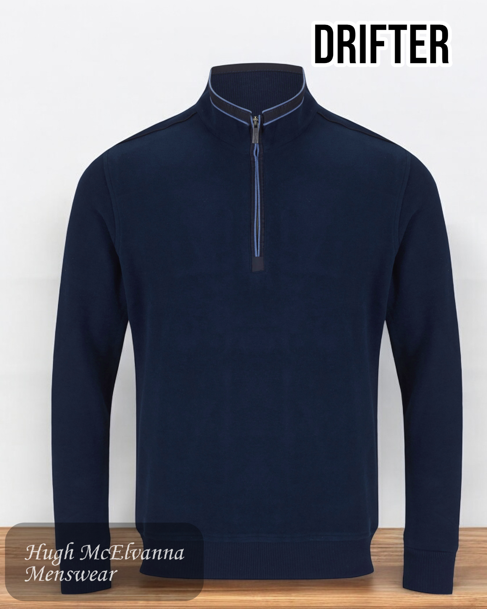 DGs DRIFTER Navy Quarter Zip Pullover (55184-78) - Hugh McElvanna Menswear 